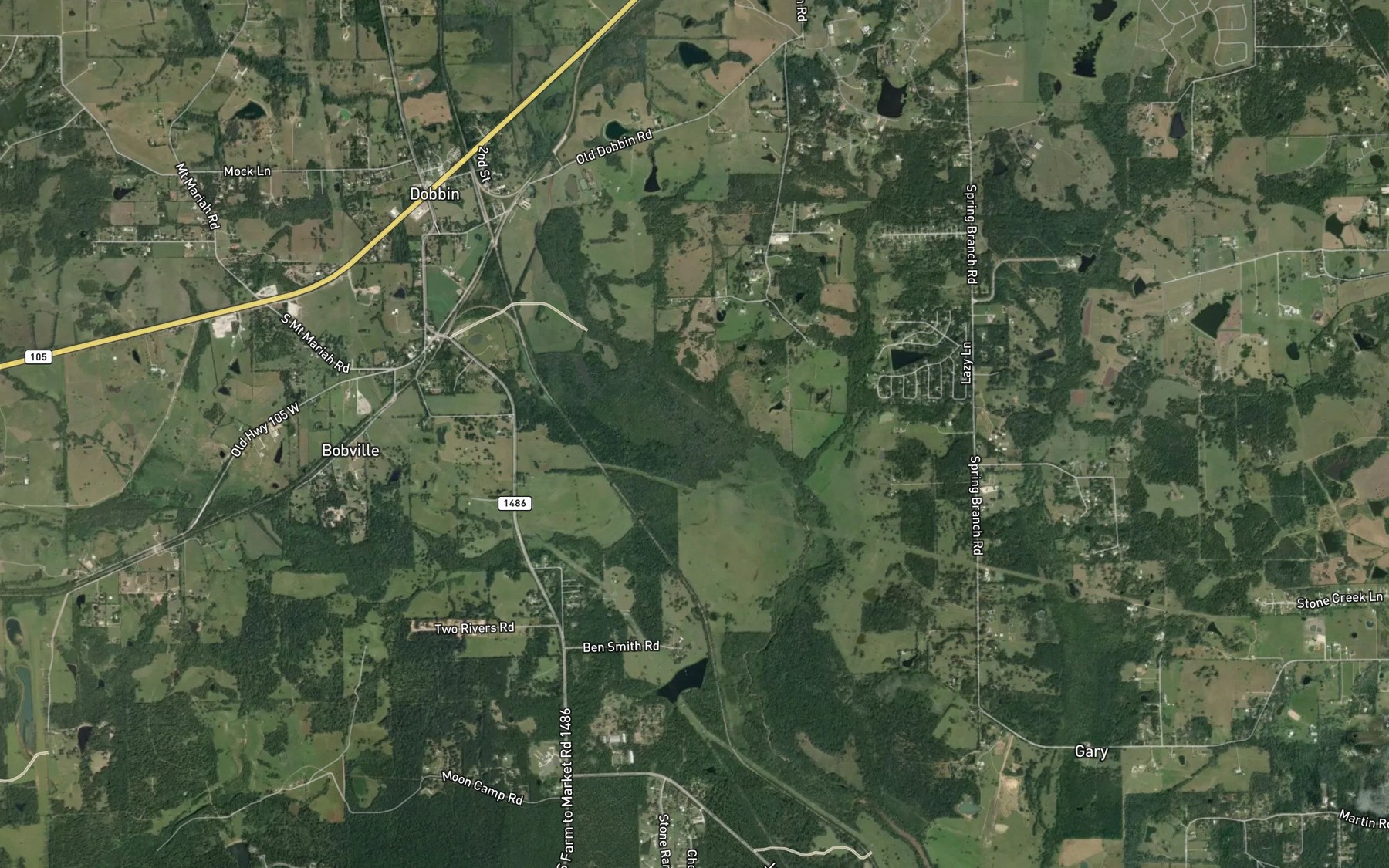 Satellite map of the Caney Creek