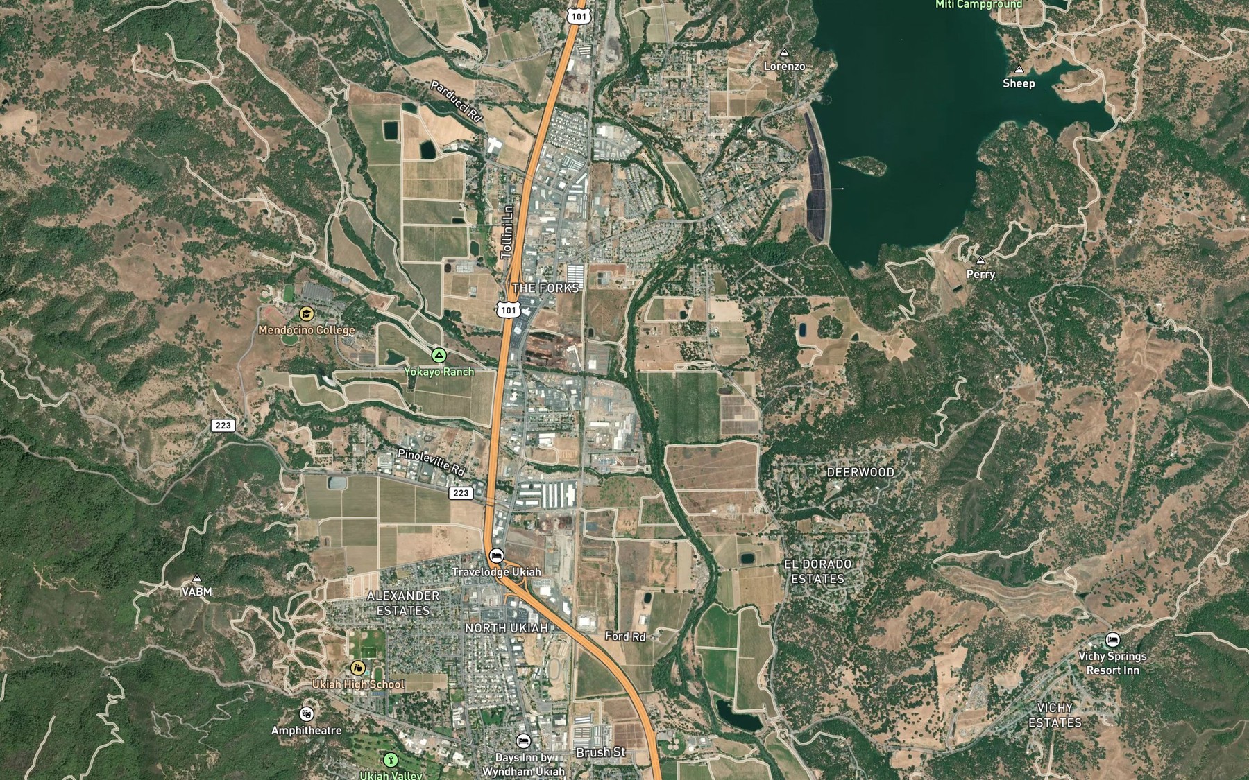 Satellite map of the Hensley Creek