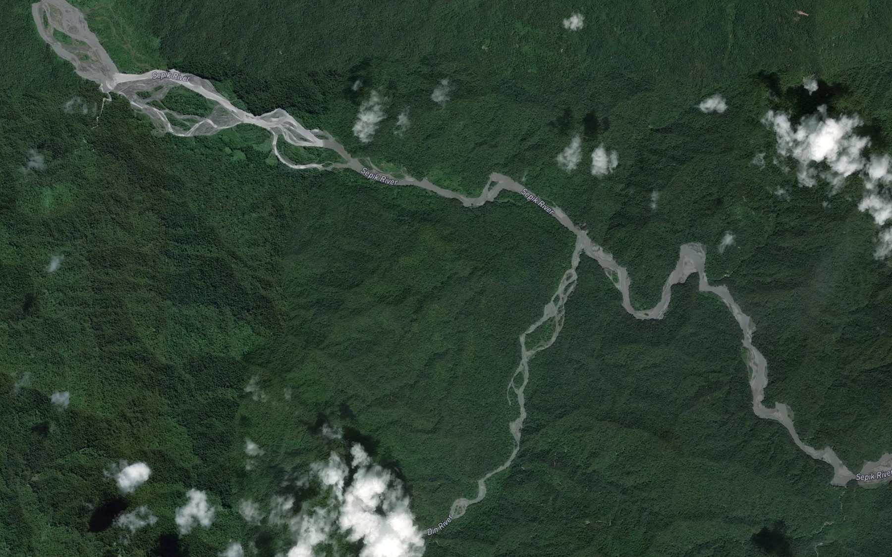 Satellite map of the Din River