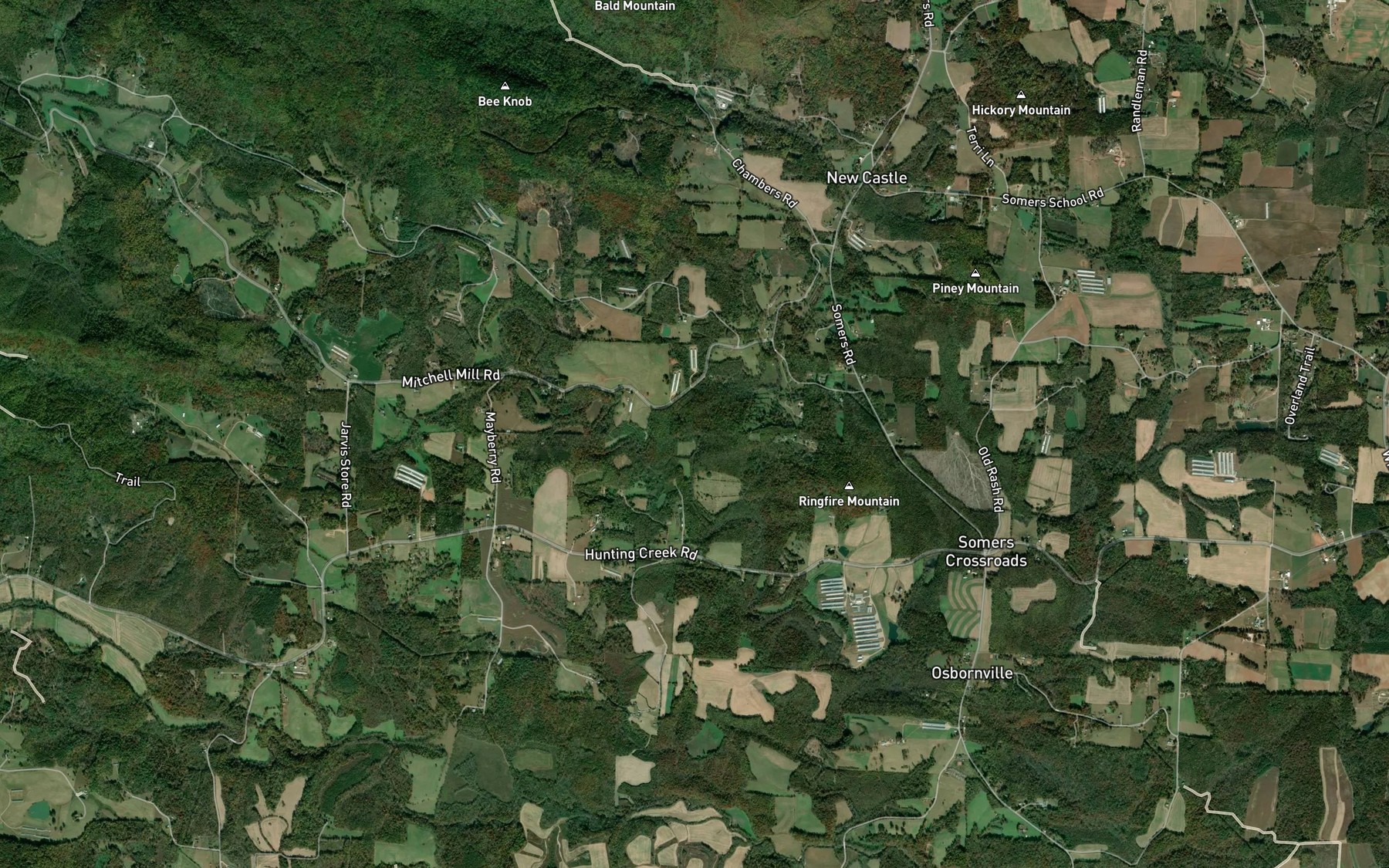 Satellite map of the Dugger Creek