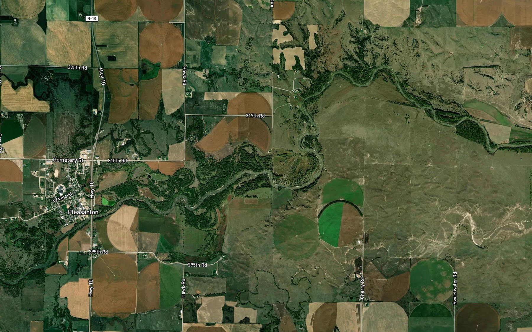 Satellite map of the Dry Creek