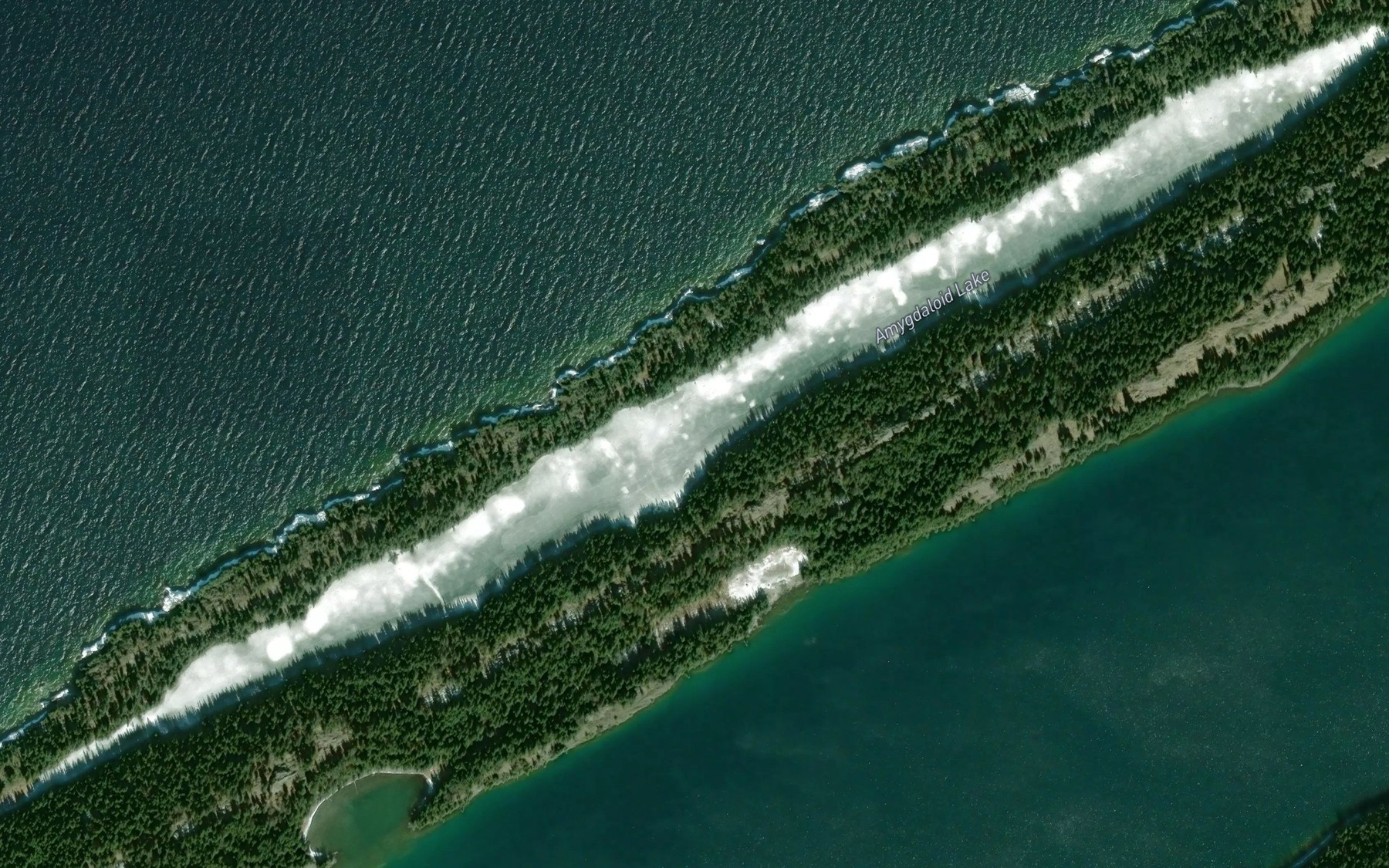 Satellite map of the Amygdaloid Lake