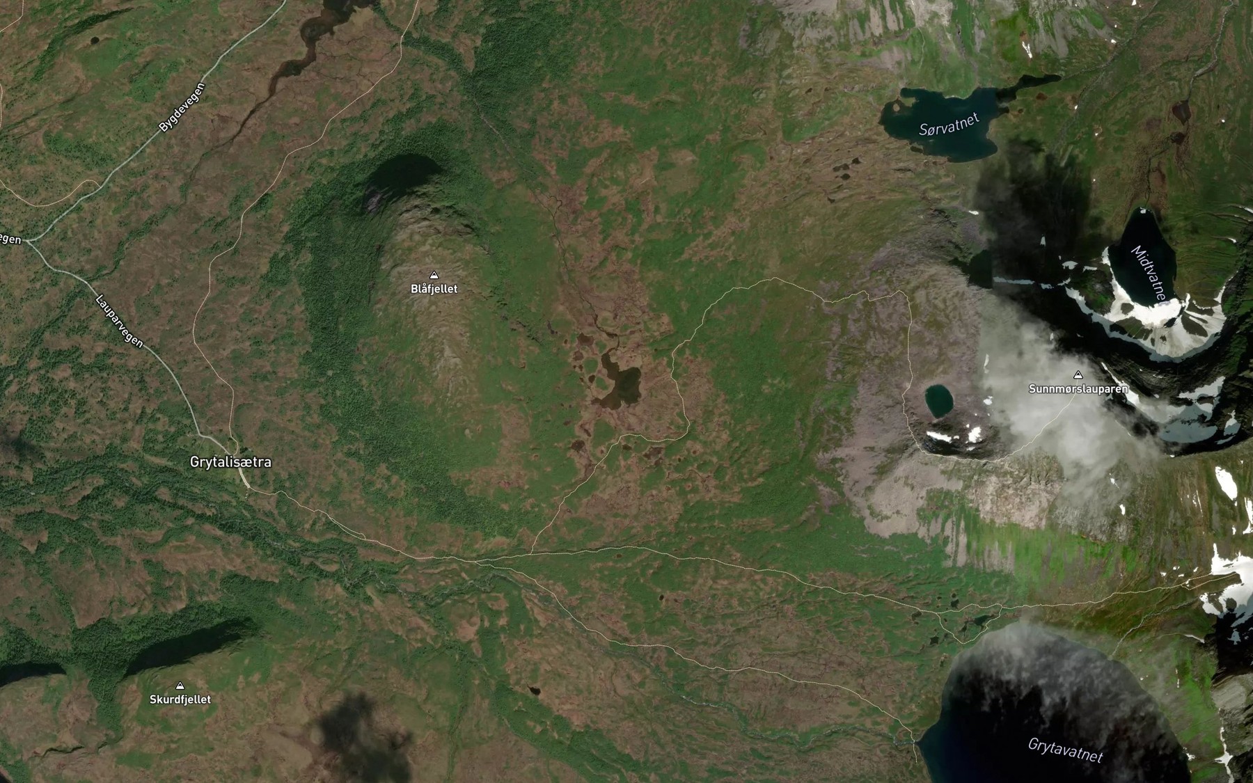 Satellite map of the Heivatna