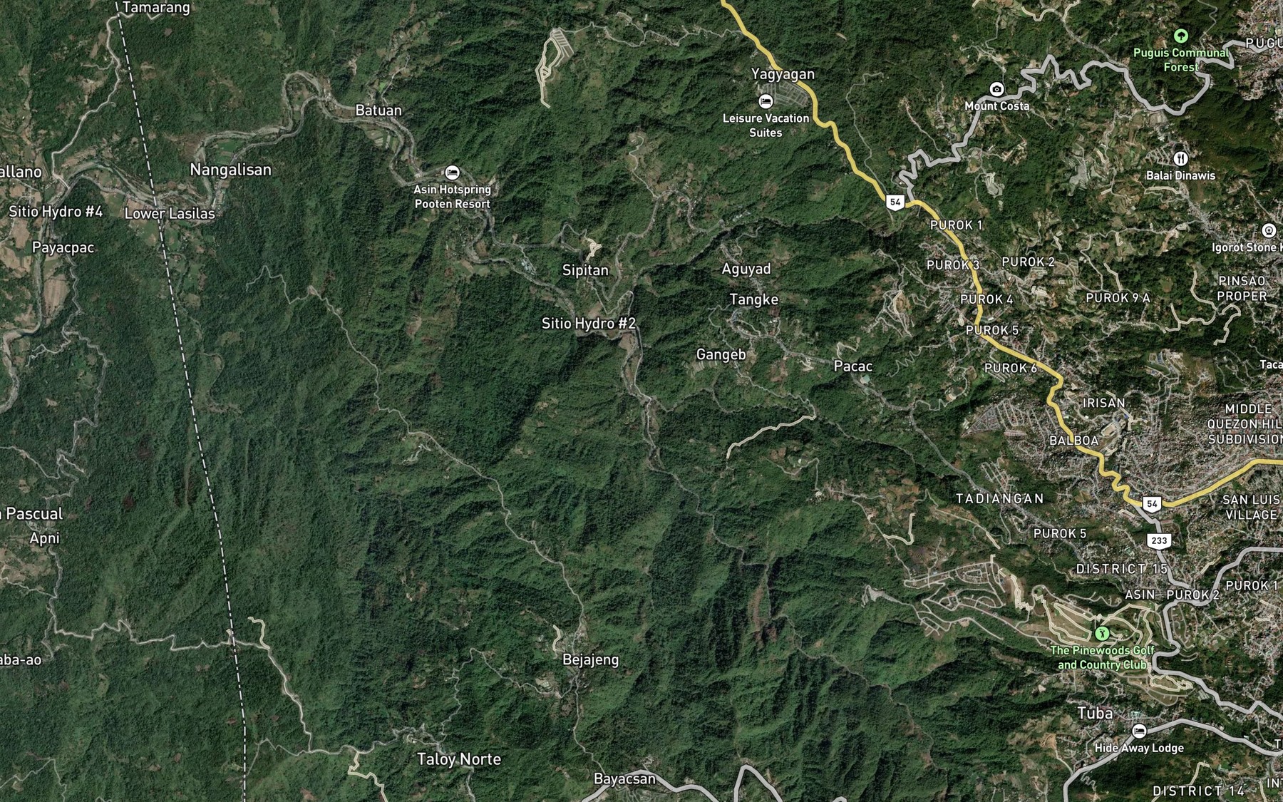 Satellite map of the City Camp River