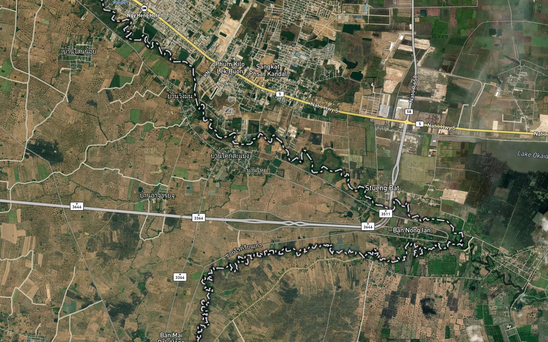 Satellite map of the Ang Kep Nam Nong Khok Sabaeng