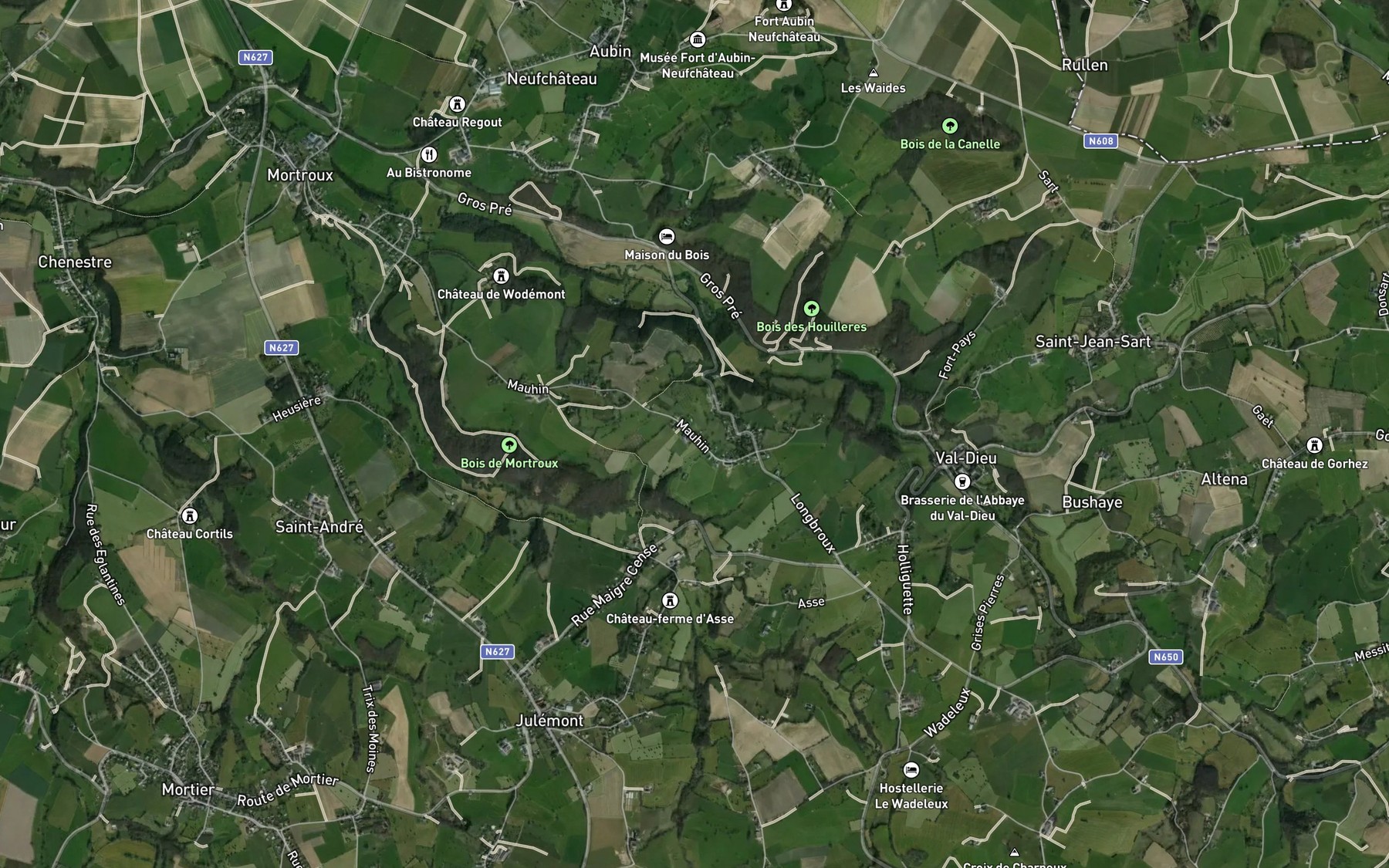 Satellite map of the Ruisseau de Monty