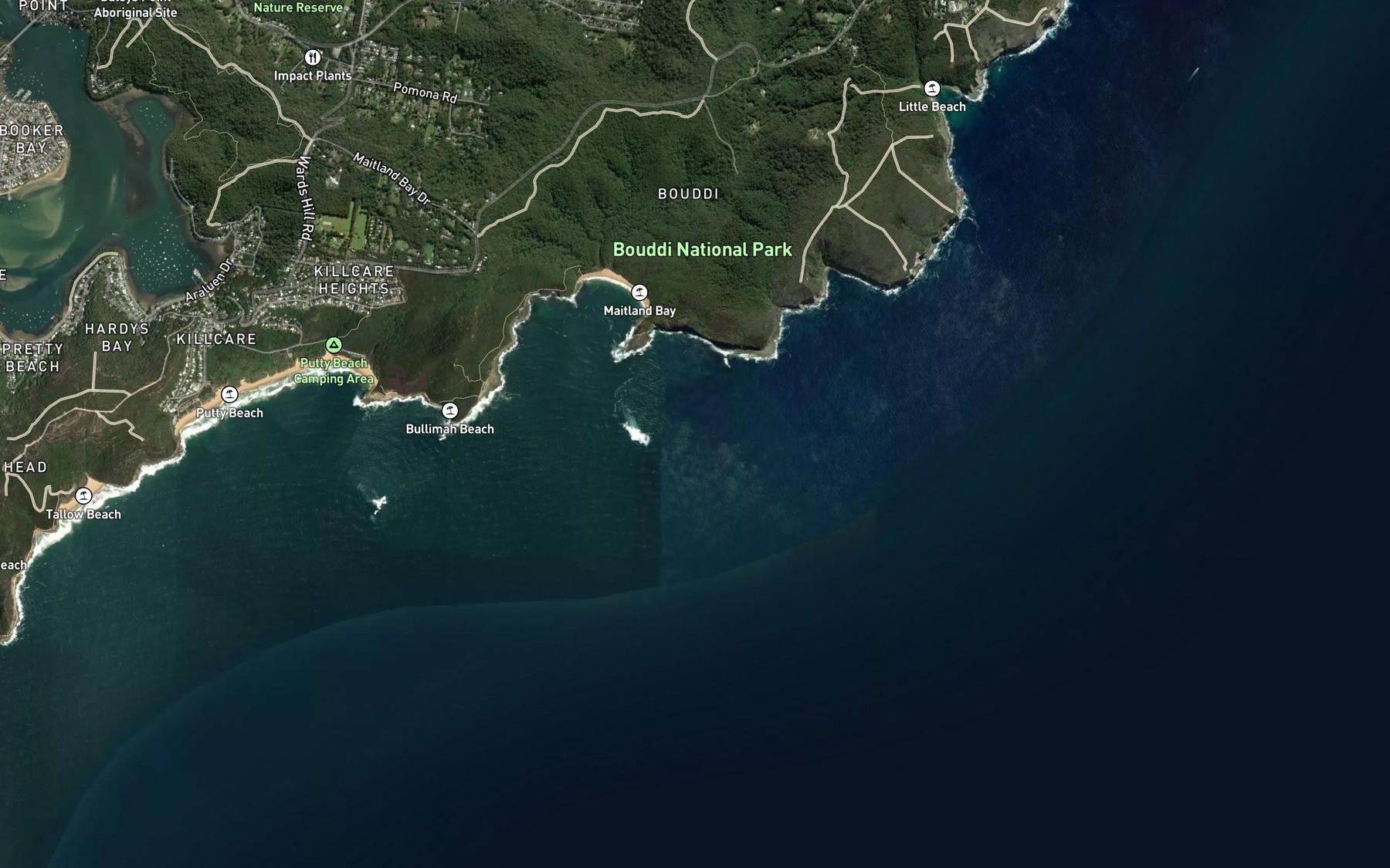 Satellite map of the East Reef