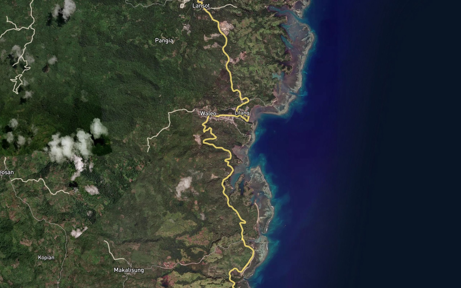 Satellite map of the Kuala Waleo