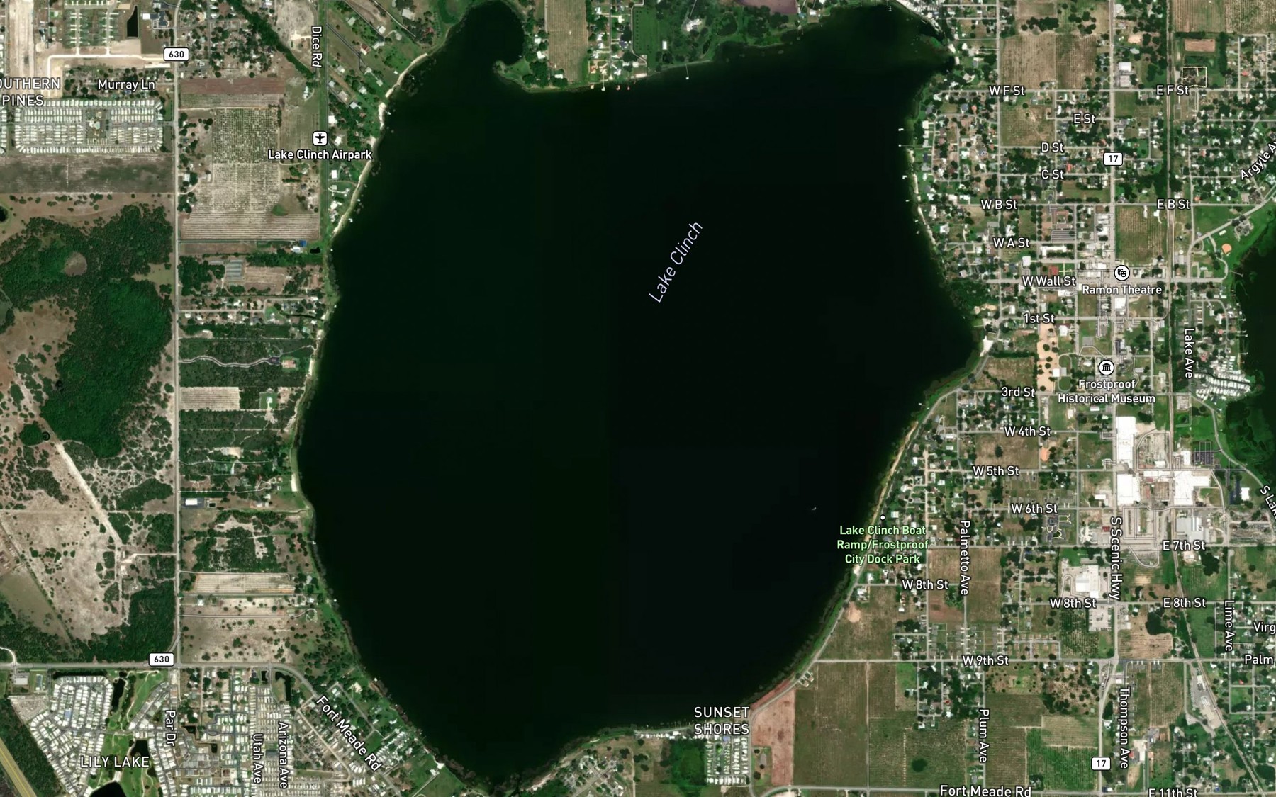 Satellite map of the Lake Clinch