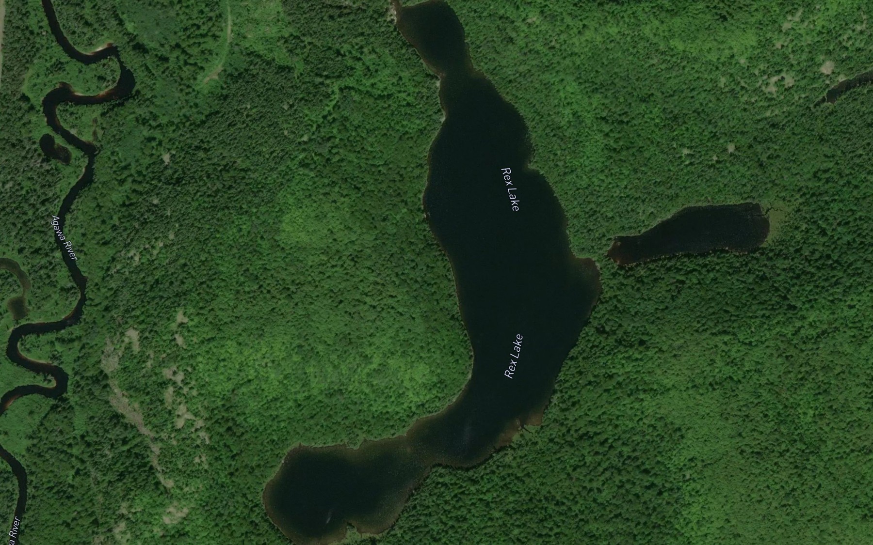 Satellite map of the Rex Lake