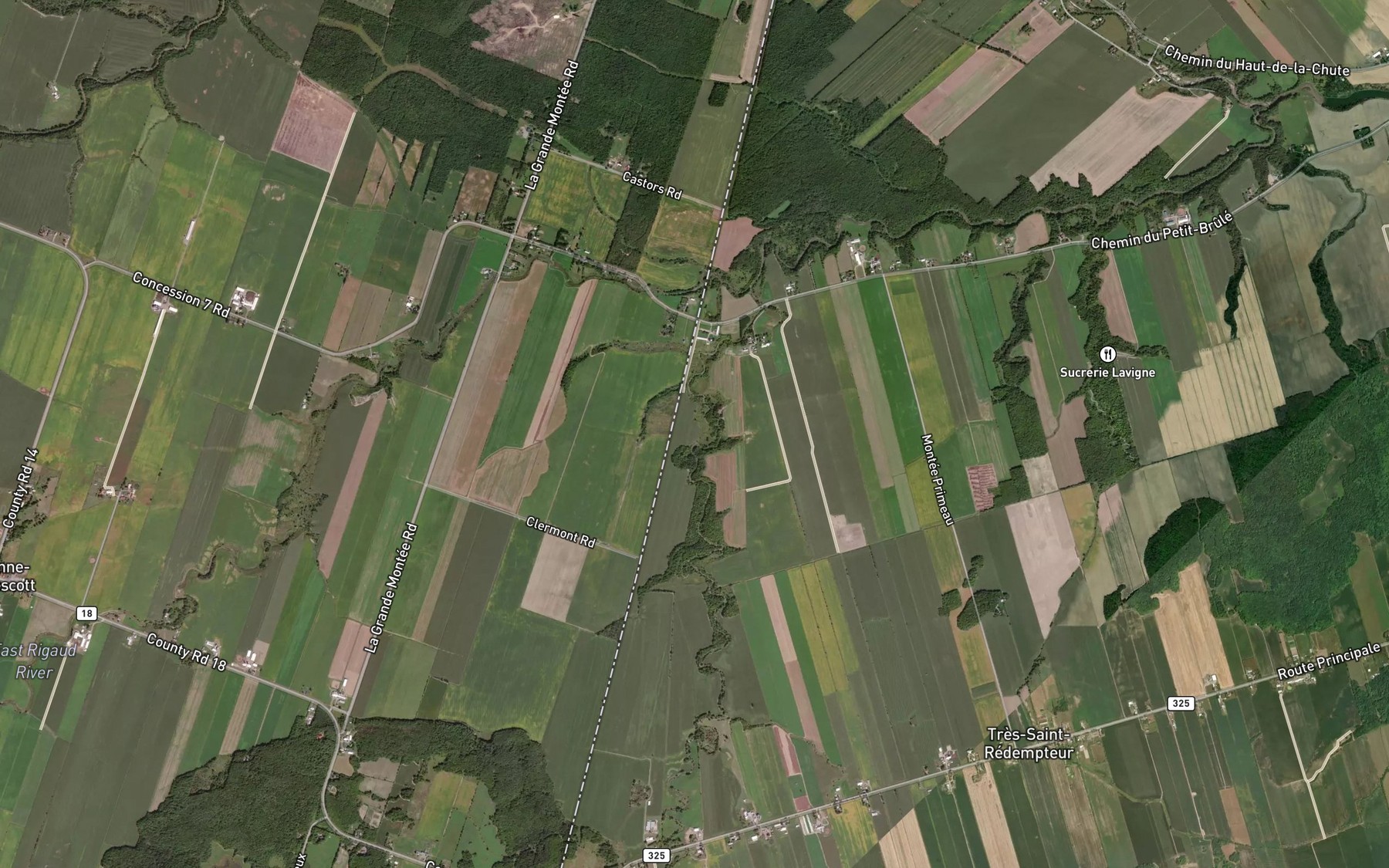 Satellite map of the East Rigaud River