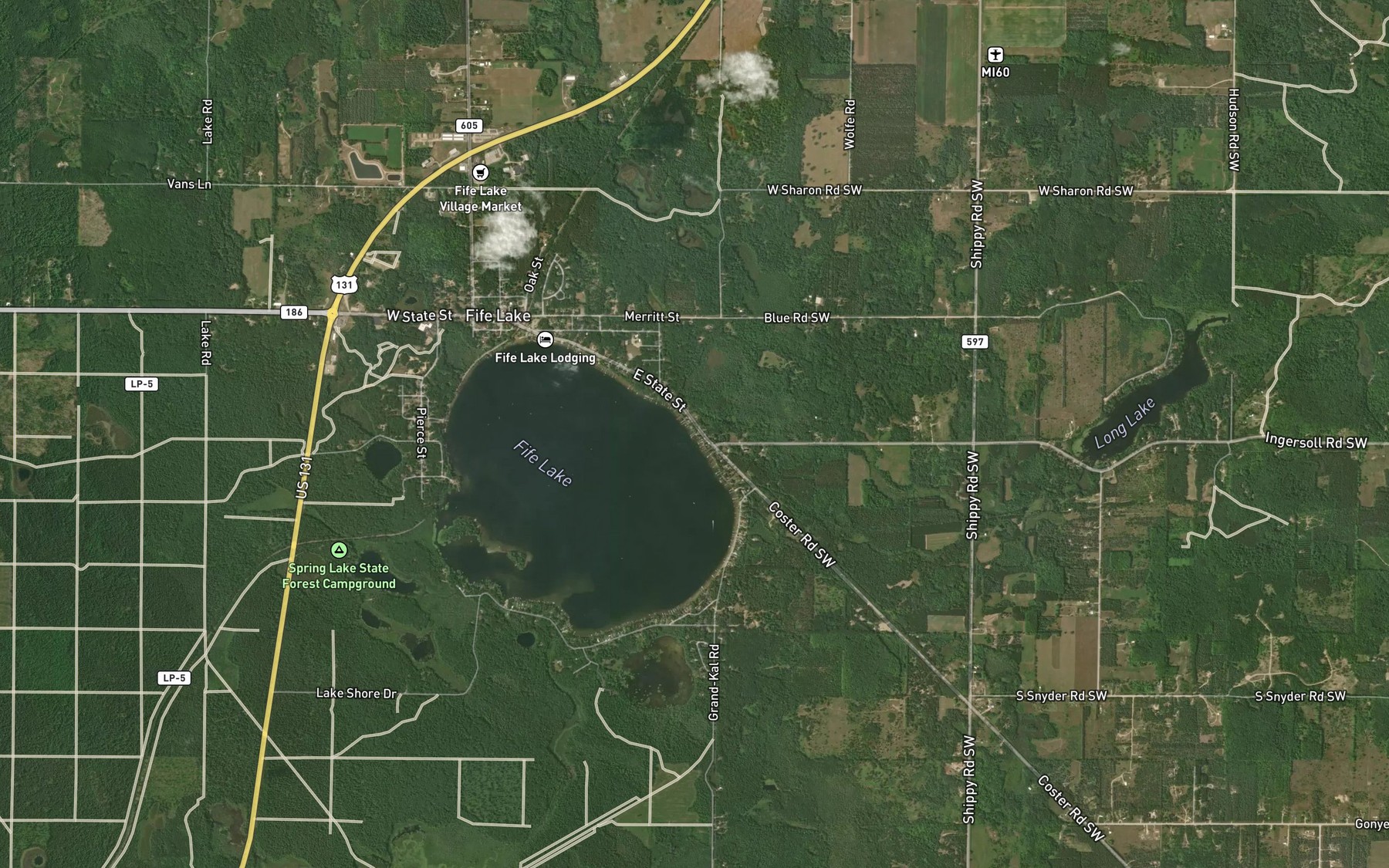 Satellite map of the Inlet Creek