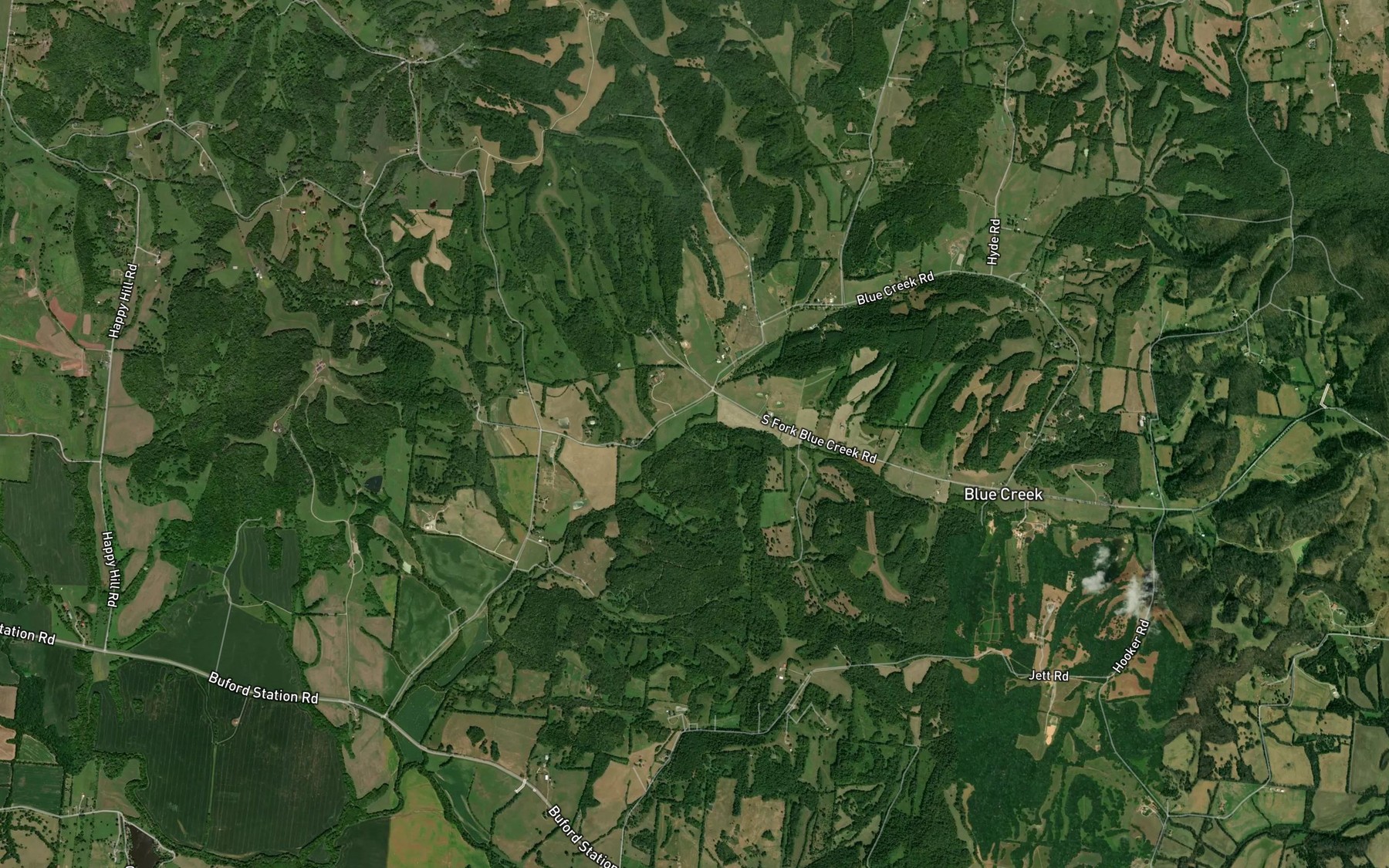 Satellite map of the North Fork Blue Creek