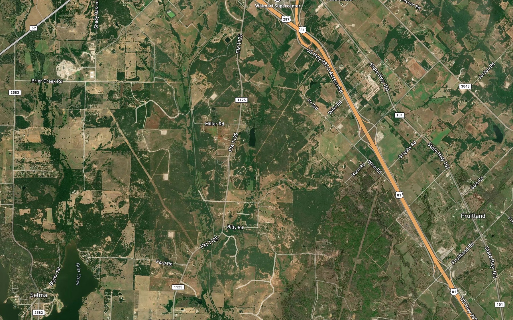 Satellite map of the Soil Conservation Service Site 10 Reservoir