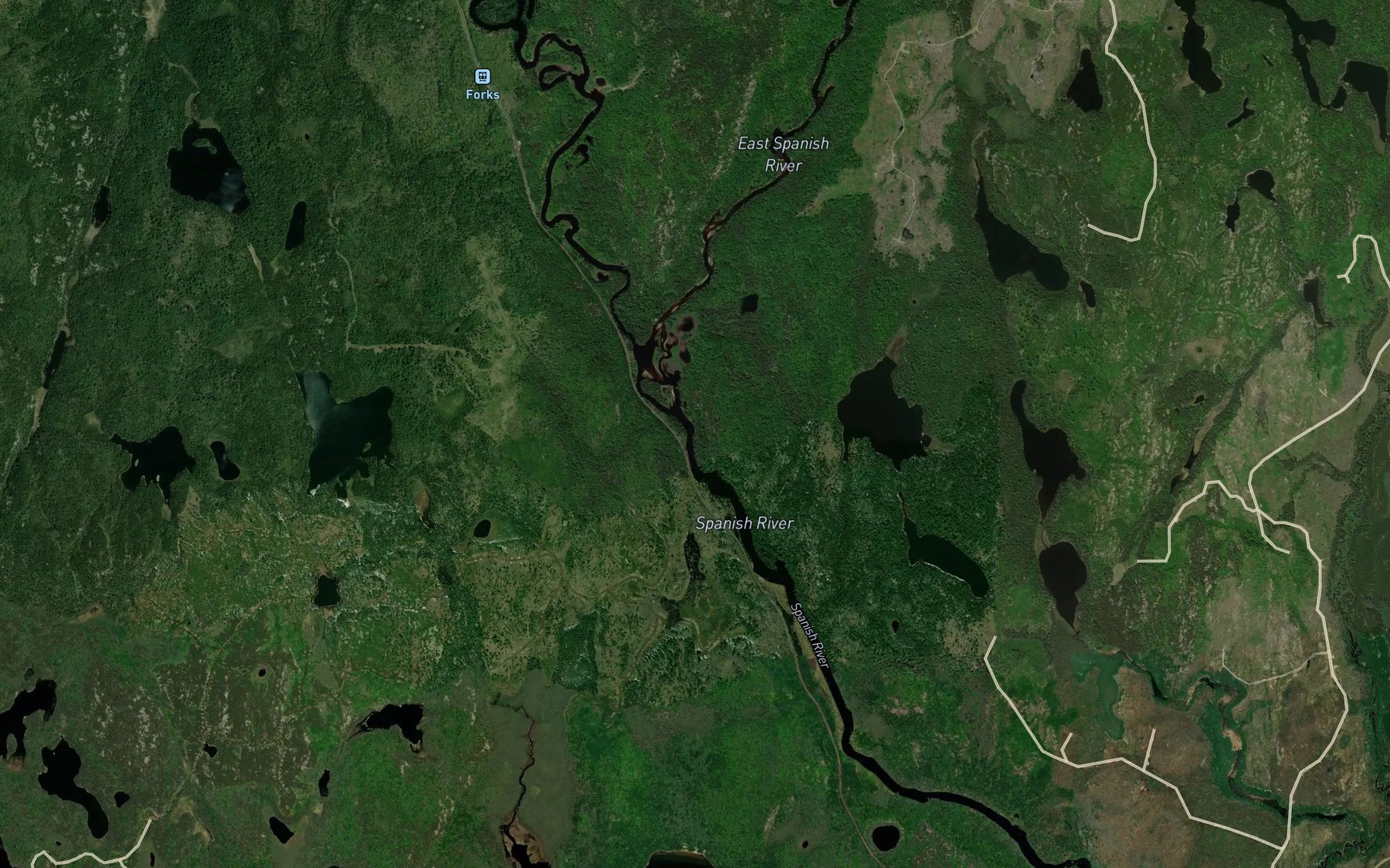 Satellite map of the East Spanish River