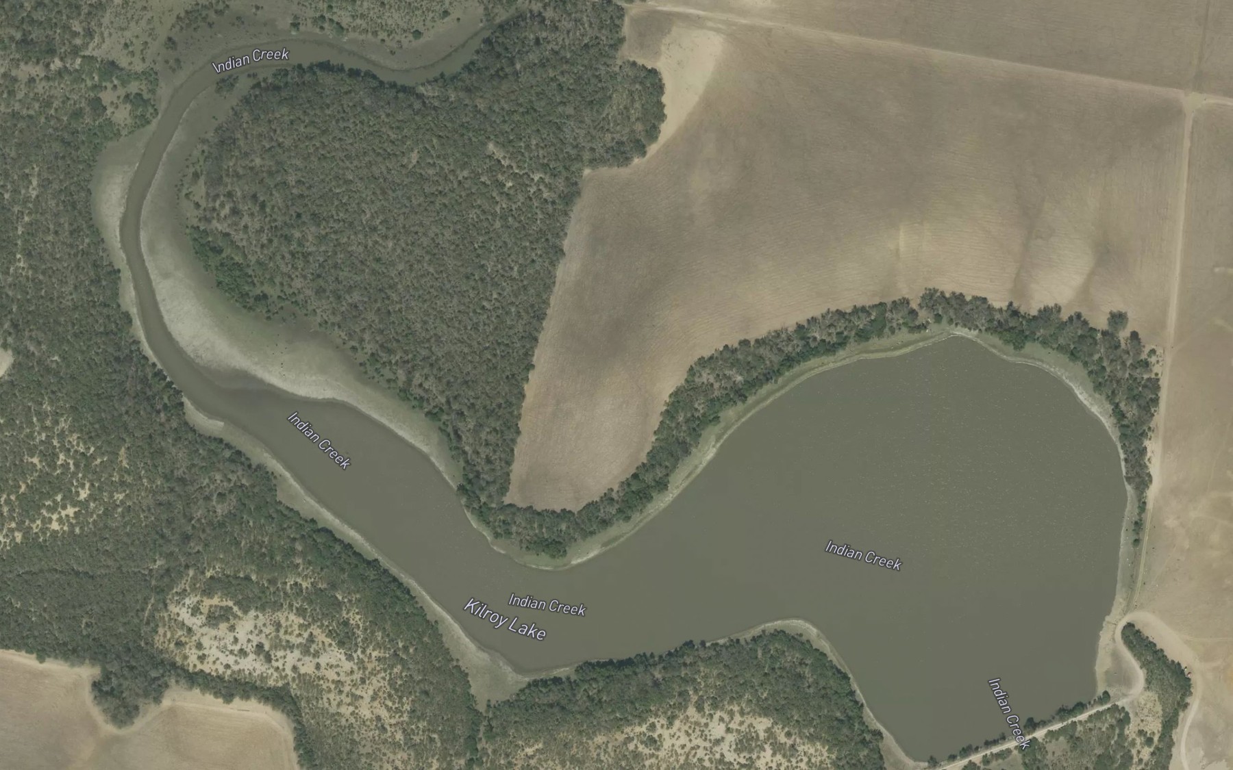 Satellite map of the Kilroy Lake