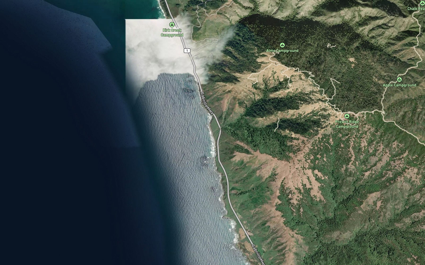 Satellite map of the Wild Cattle Creek