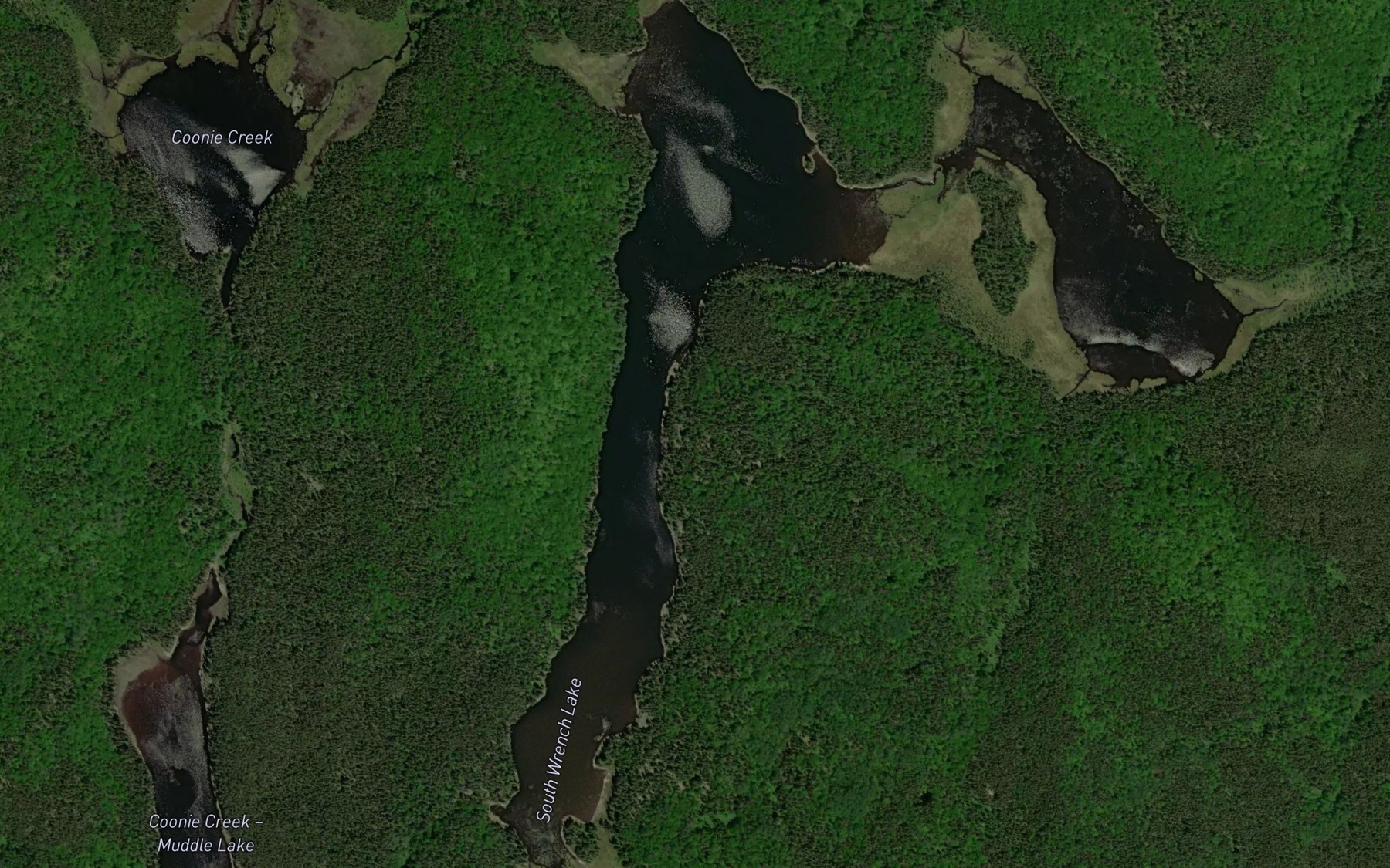 Satellite map of the South Wrench Lake
