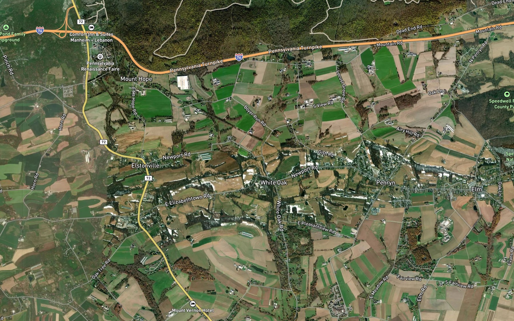 Satellite map of the Boyers Run