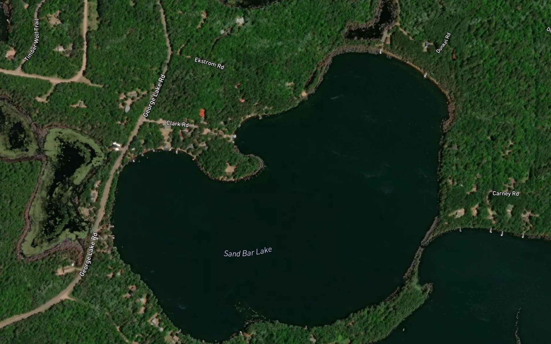 Satellite map of the Sand Bar Lake