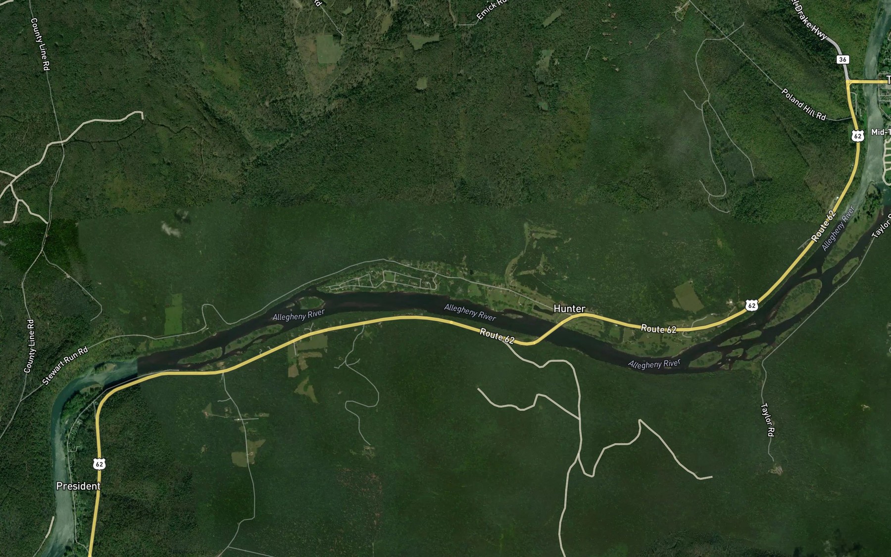 Satellite map of the Holeman Run