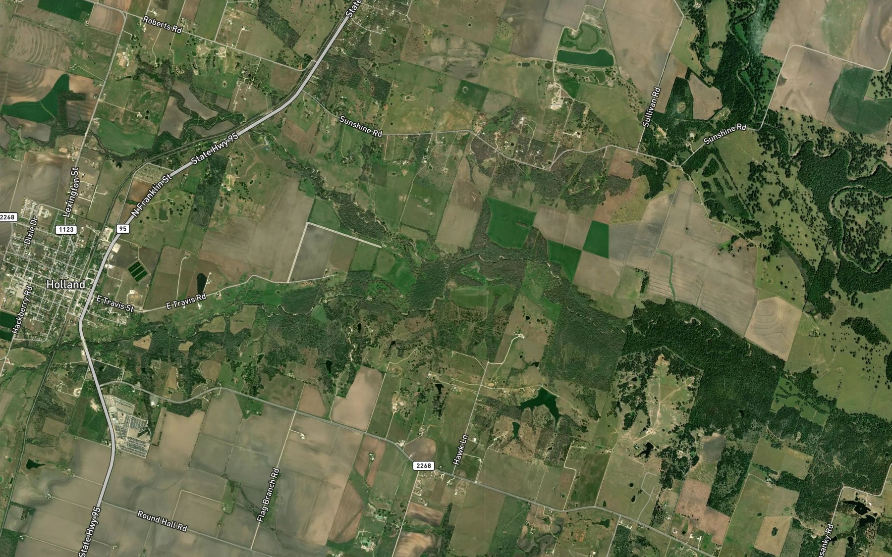 Satellite map of the Cathey Creek