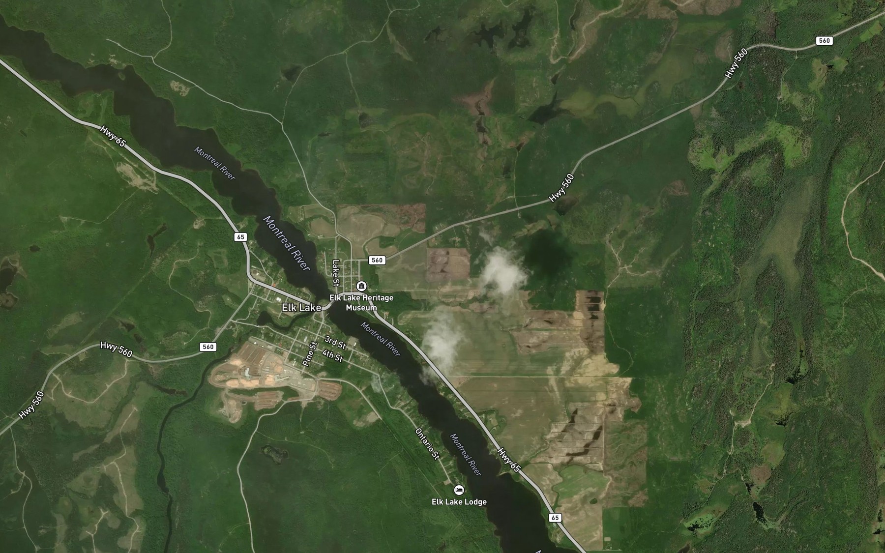 Satellite map of the Moosehorn Creek