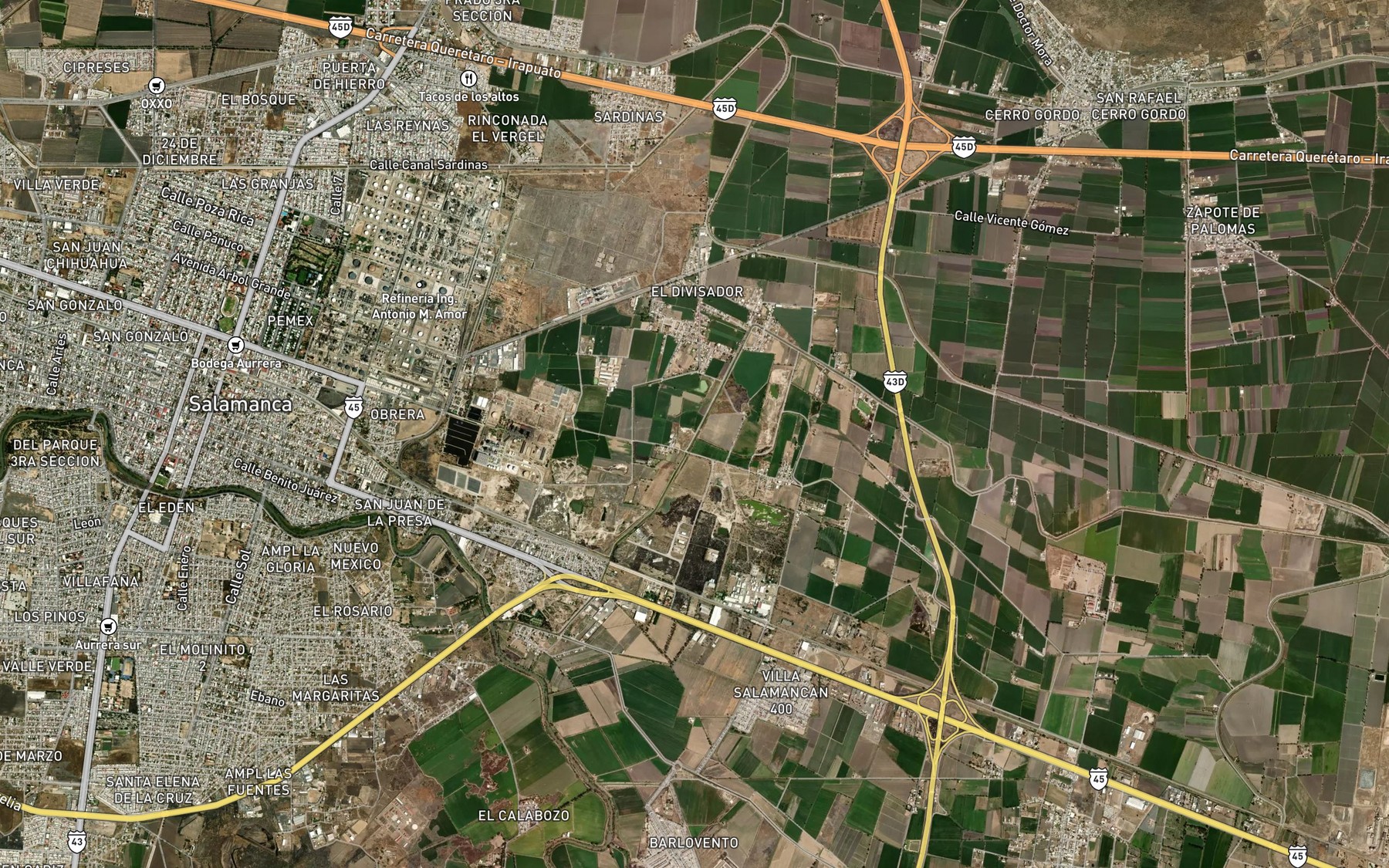 Satellite map of the Doce