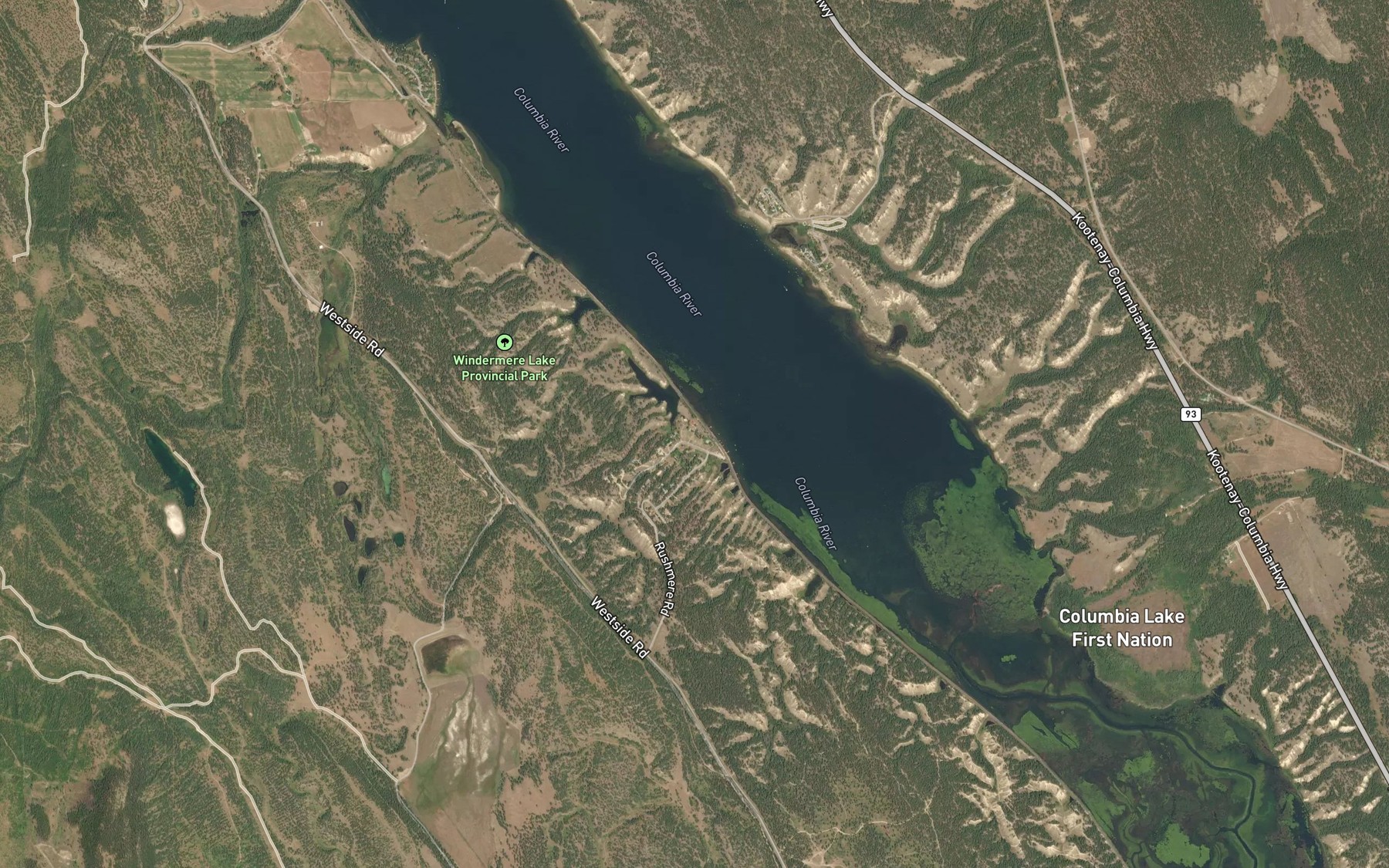 Satellite map of the Ellenvale Creek