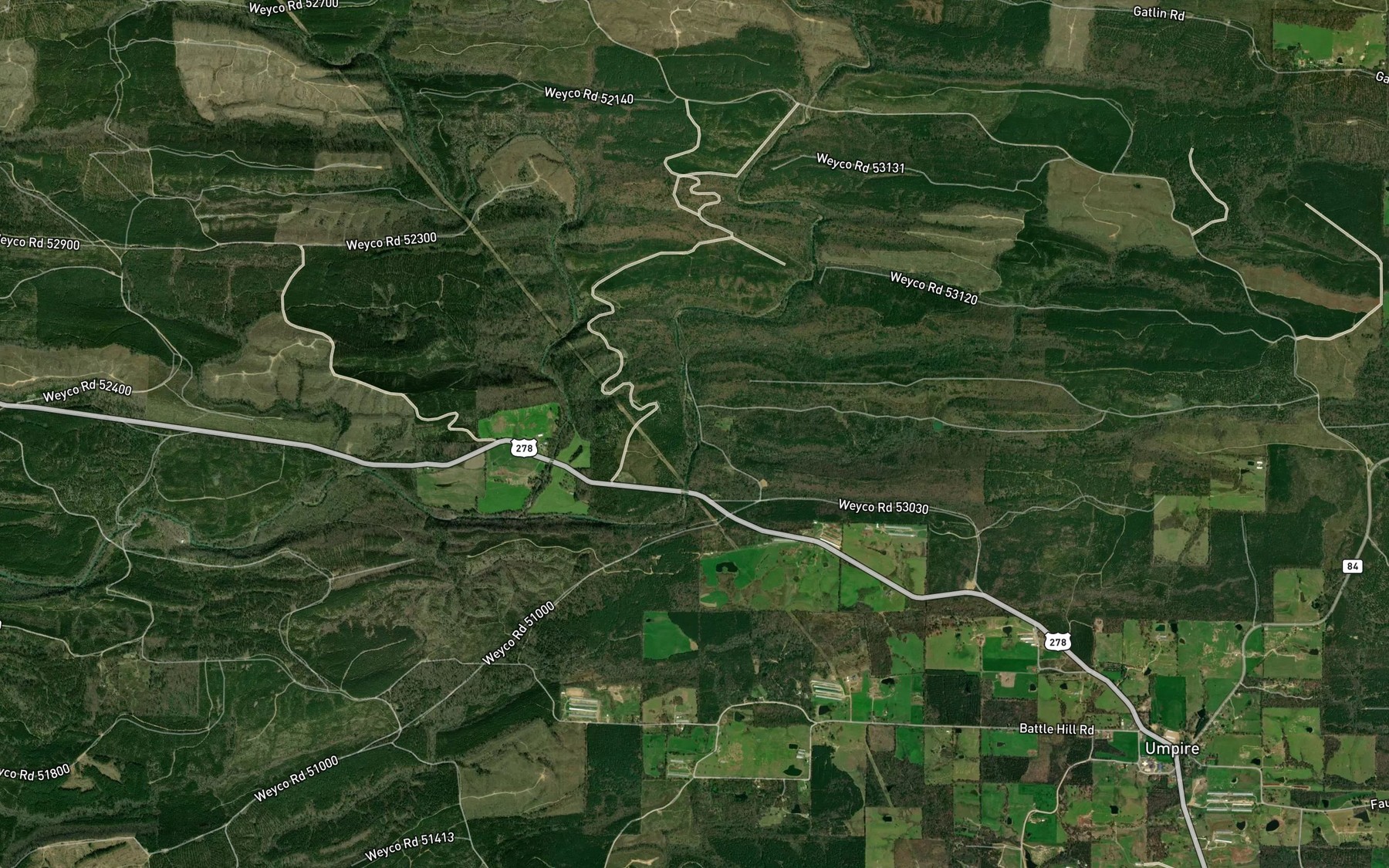 Satellite map of the Tobe Branch