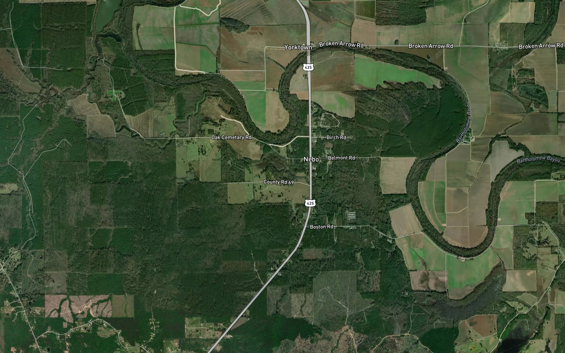 Satellite map of the Flat Creek