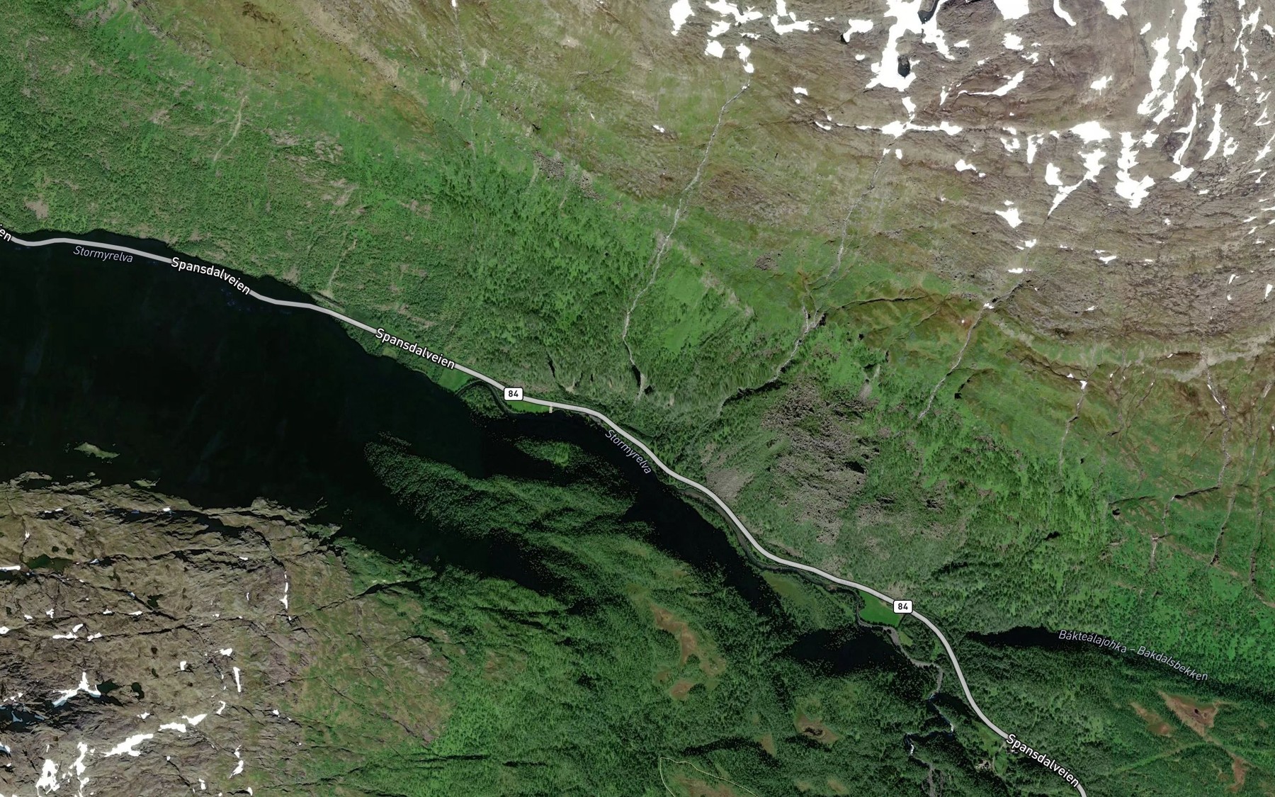 Satellite map of the Melkeelva