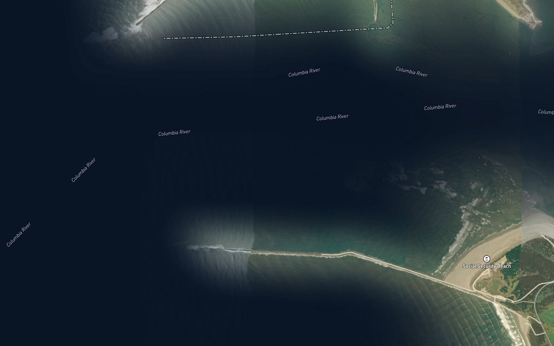 Satellite map of the Columbia River
