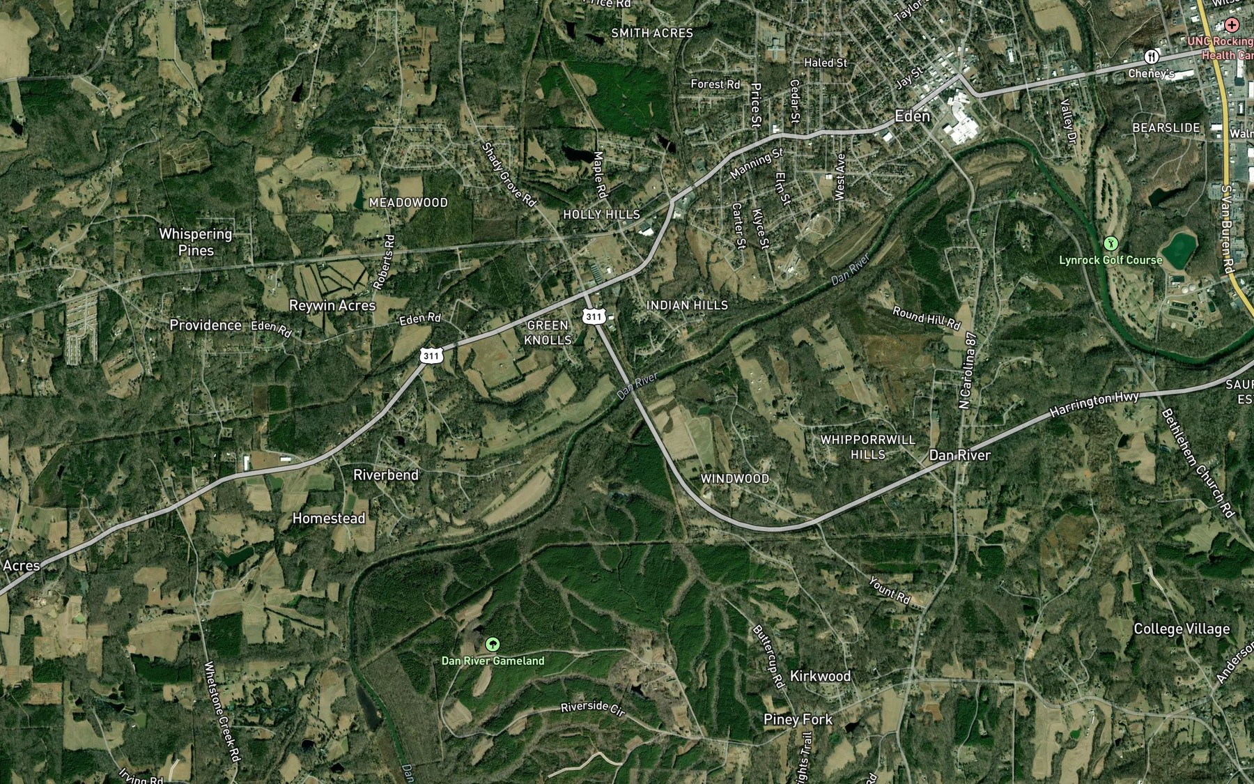 Satellite map of the Buffalo Creek
