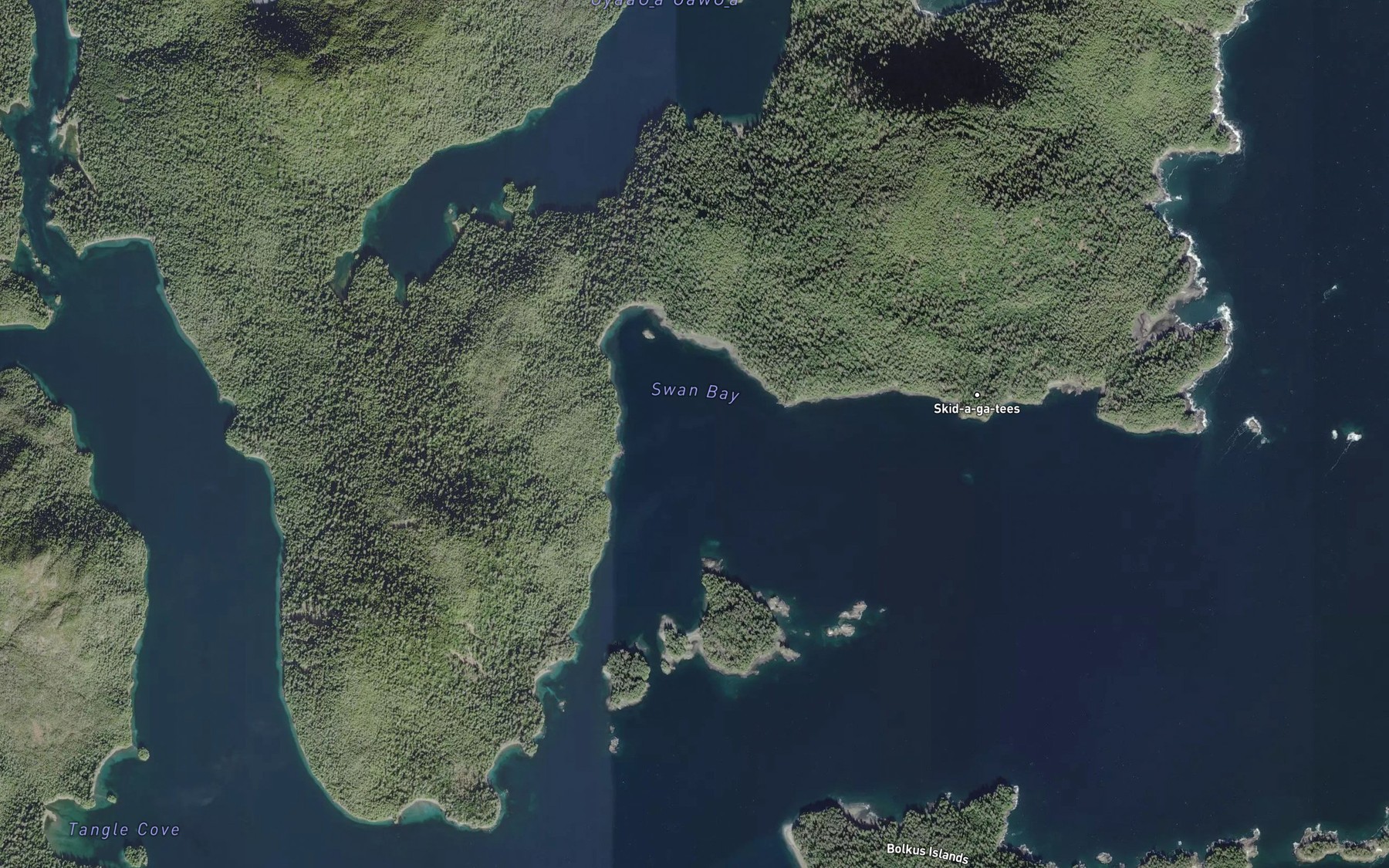 Satellite map of the Swan Bay