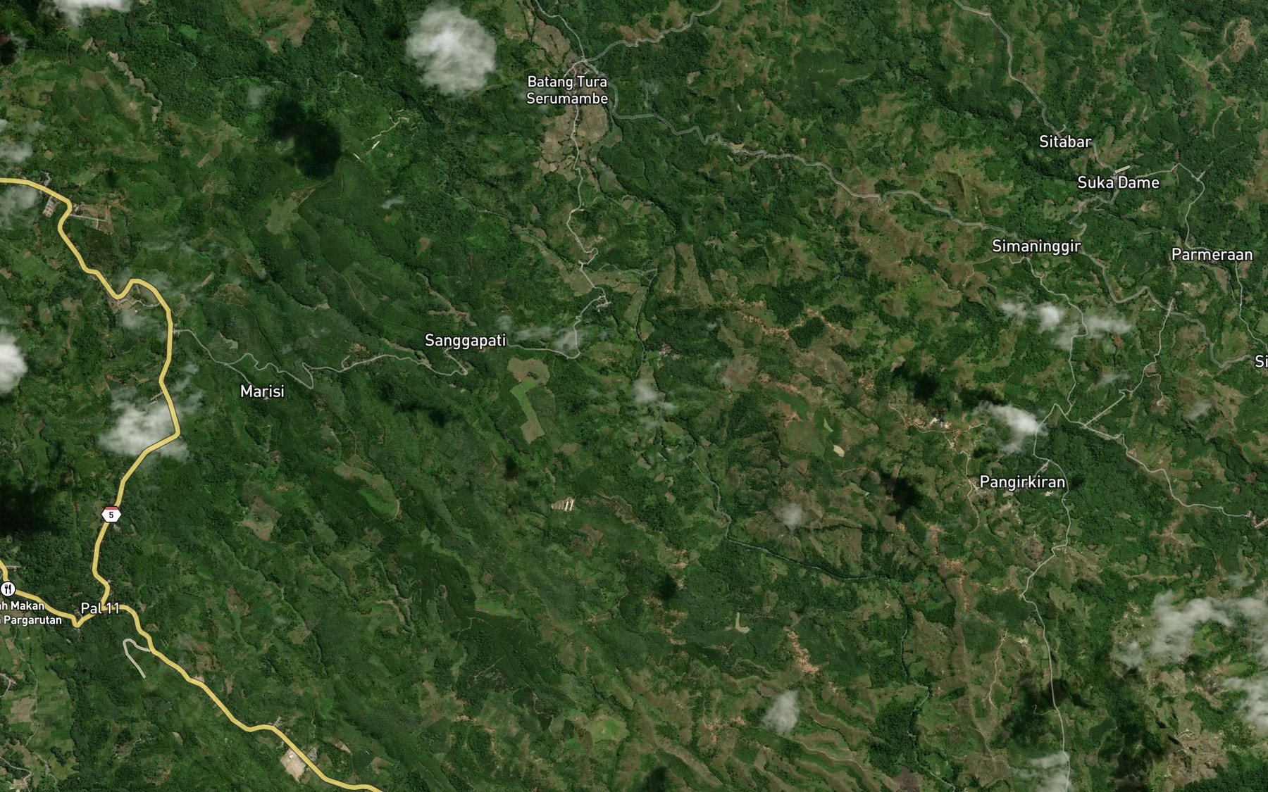 Satellite map of the Aek Sirongit