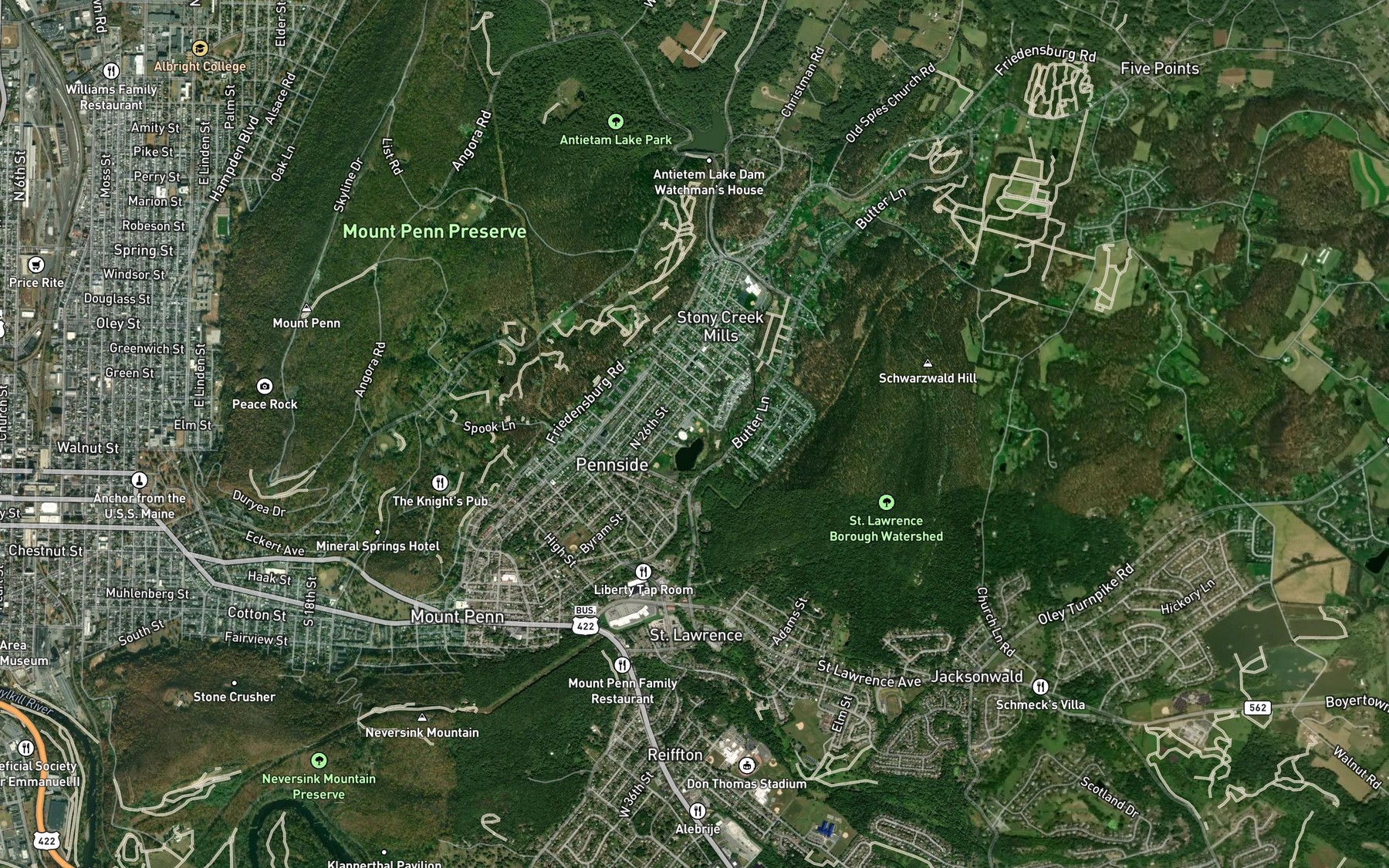 Satellite map of the Antietam Valley Pool