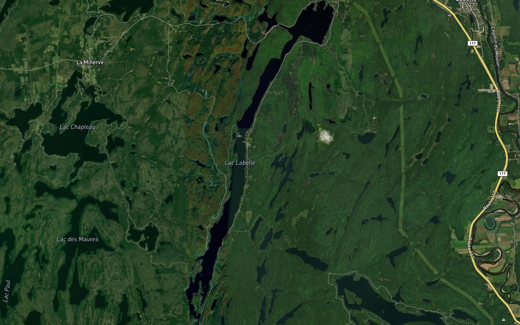 Satellite map of the Lac Labelle
