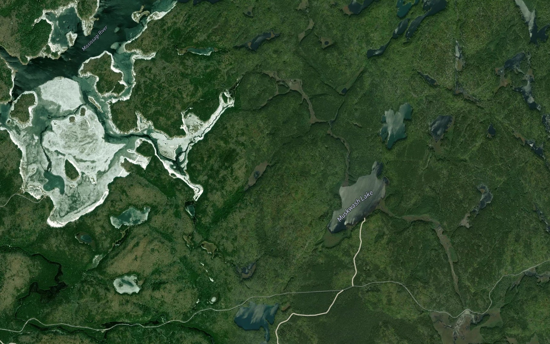 Satellite map of the Muskwash Creek