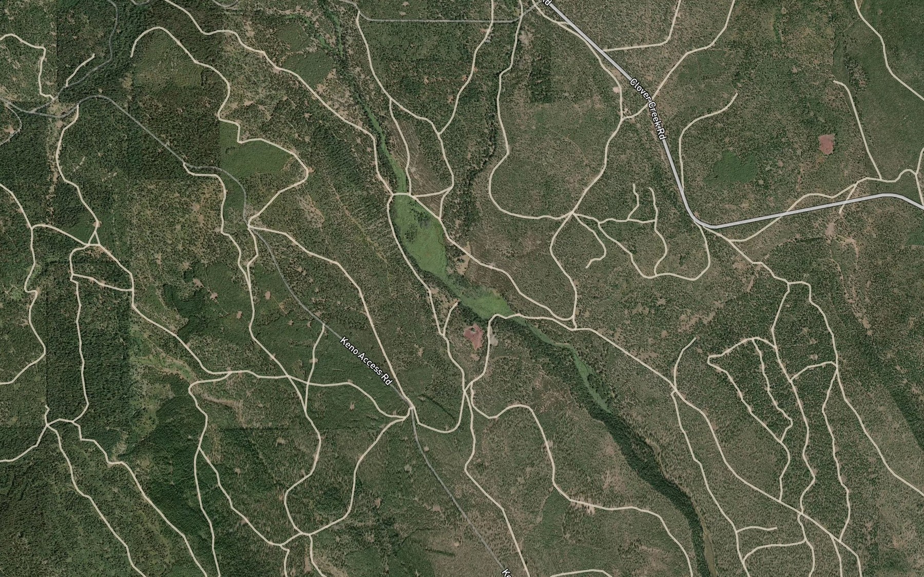 Satellite map of the Clover Creek