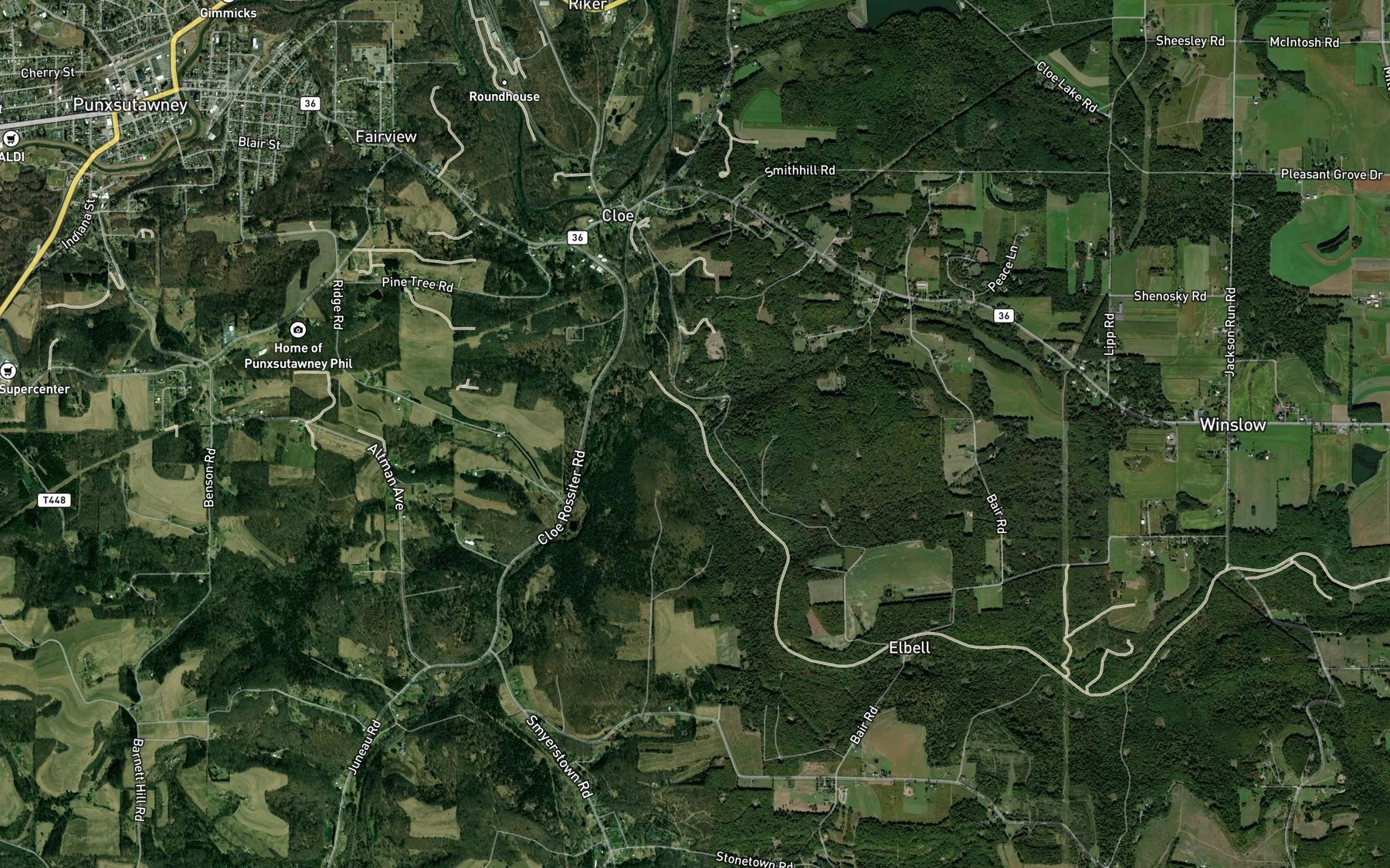 Satellite map of the Couch Run
