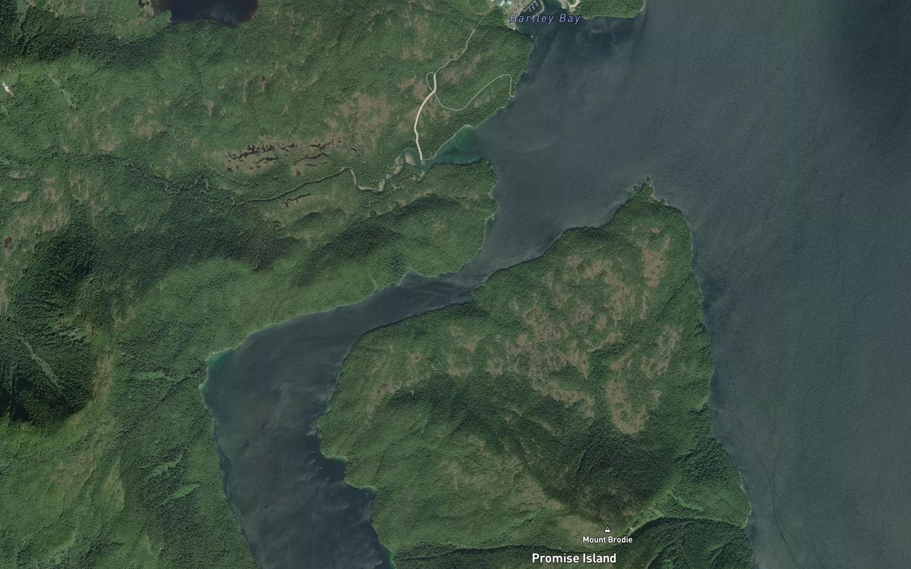 Satellite map of the Stewart Narrows