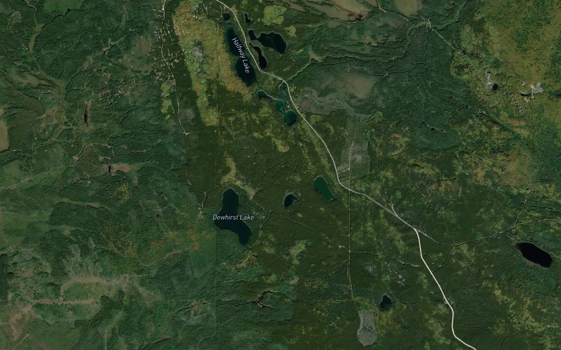 Satellite map of the Pothole Lakes