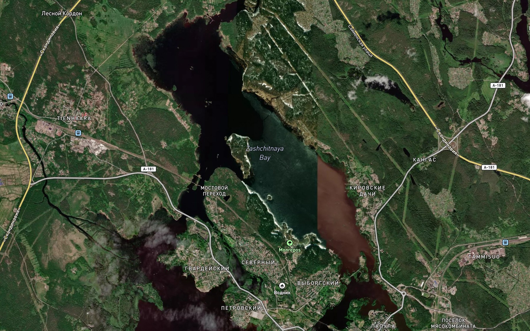 Satellite map of the Bukhta Zashchitnaya