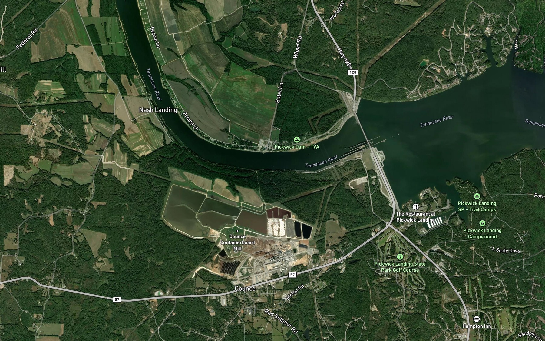 Satellite map of the Robinson Creek