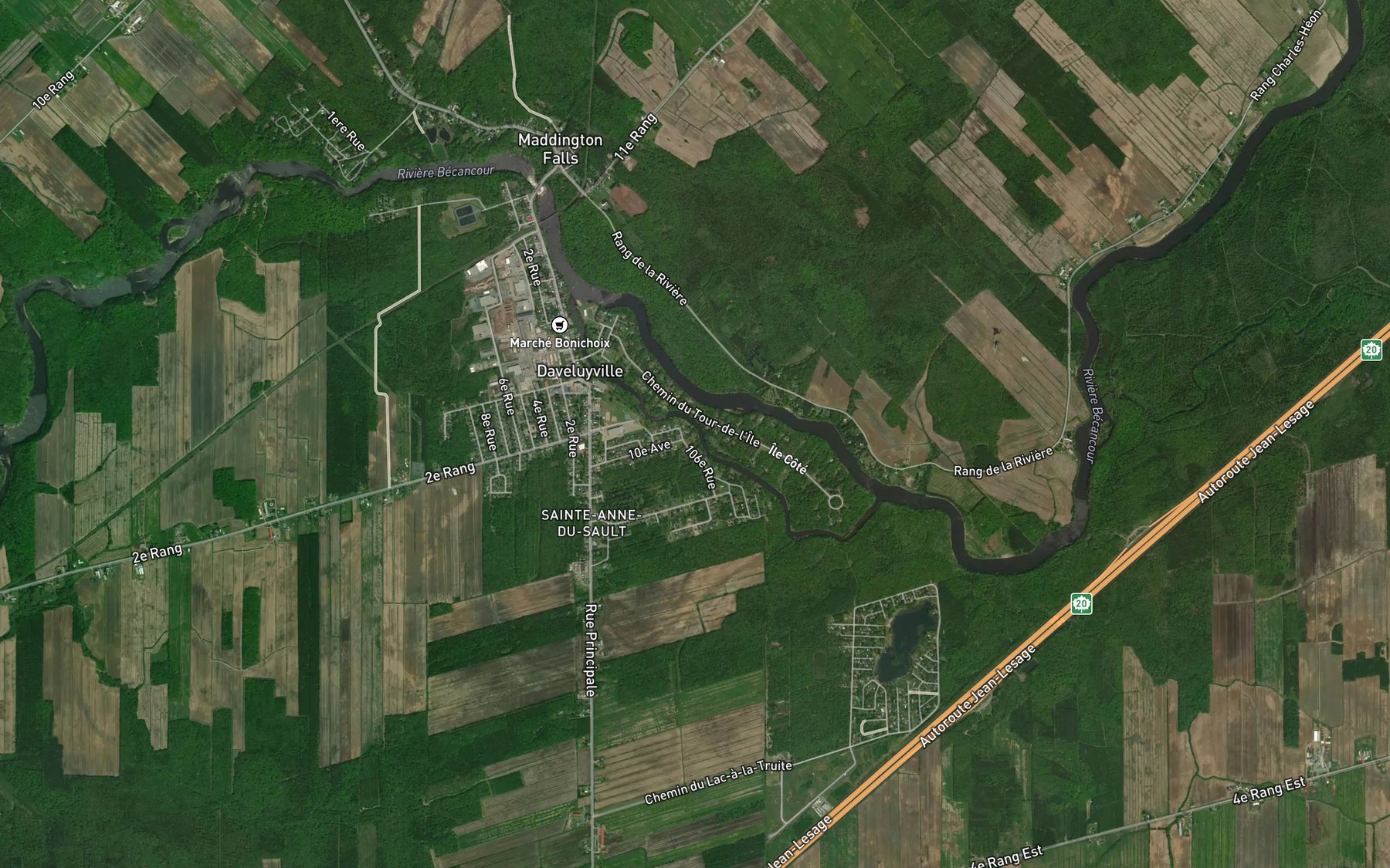 Satellite map of the Ruisseau Boissonneault
