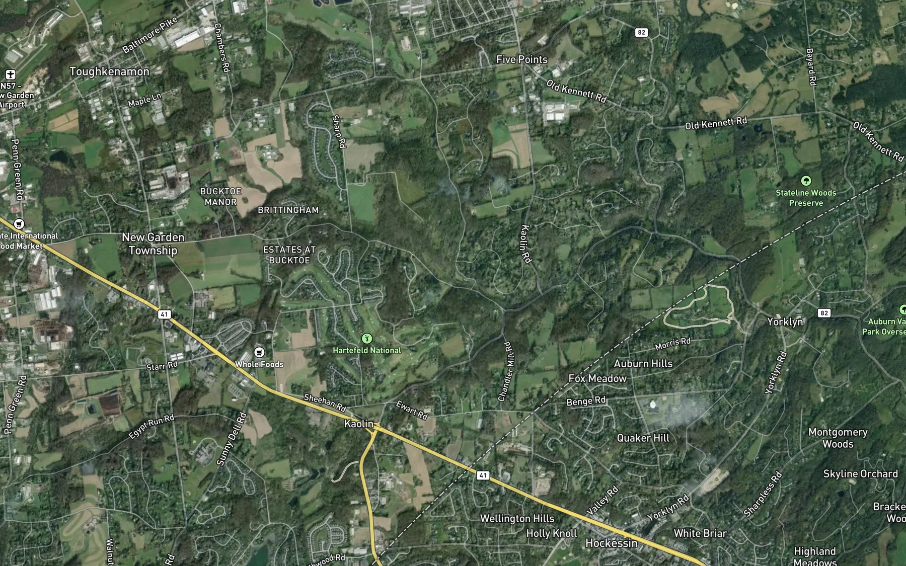 Satellite map of the Bucktoe Creek