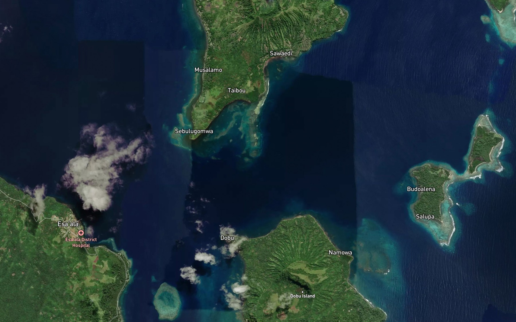 Satellite map of the Dobu Passage