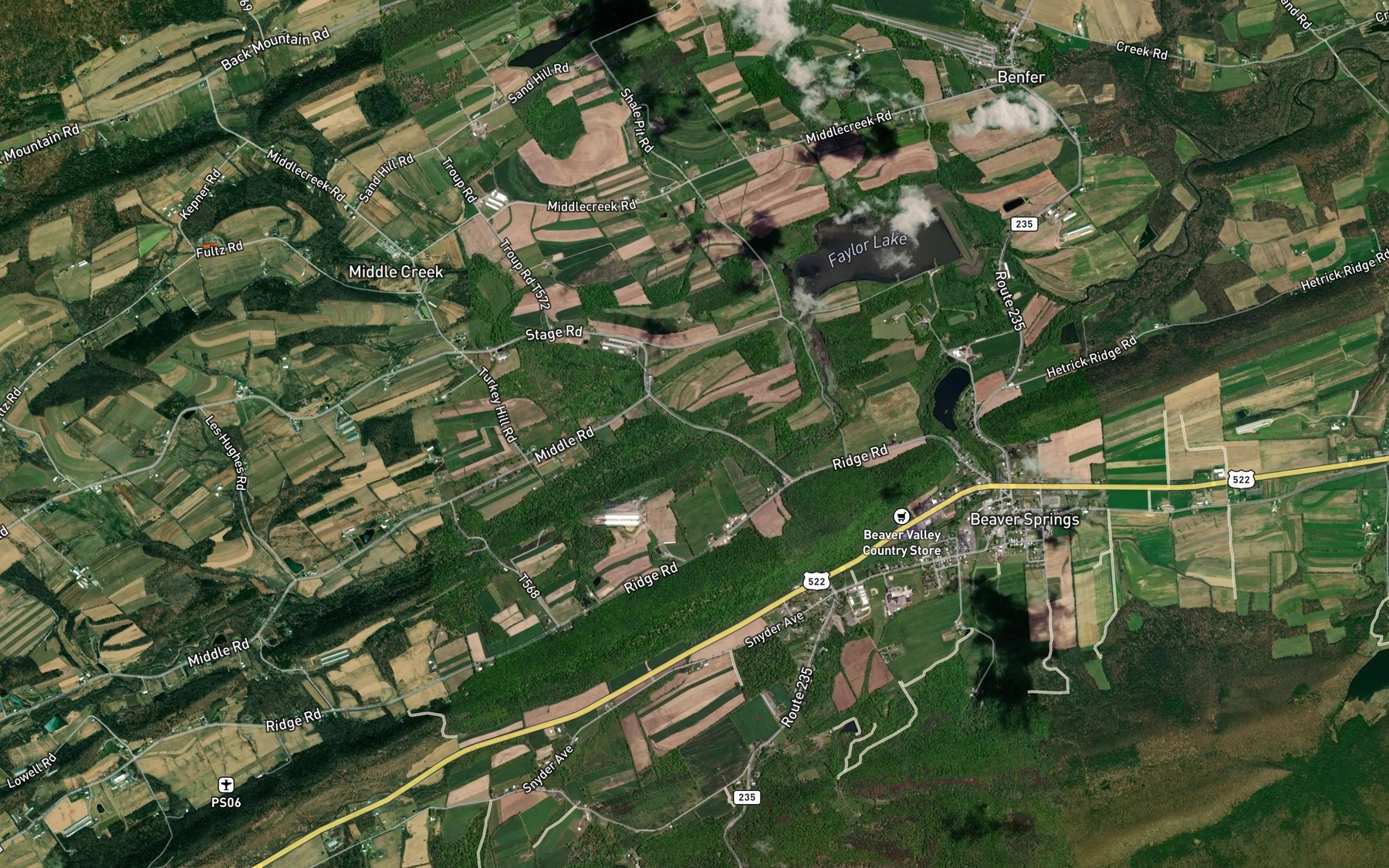 Satellite map of the South Branch Middle Creek