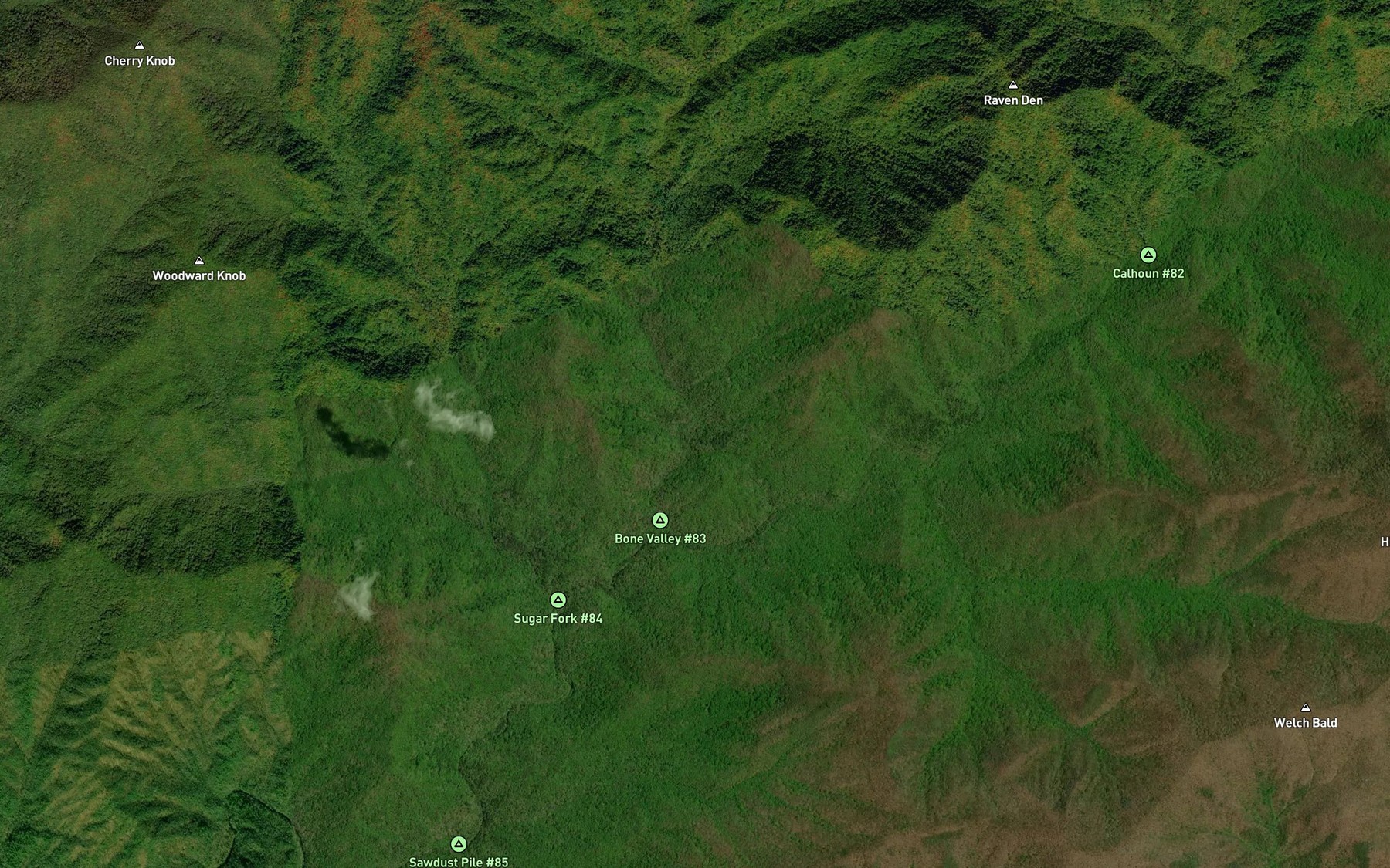 Satellite map of the Old House Branch